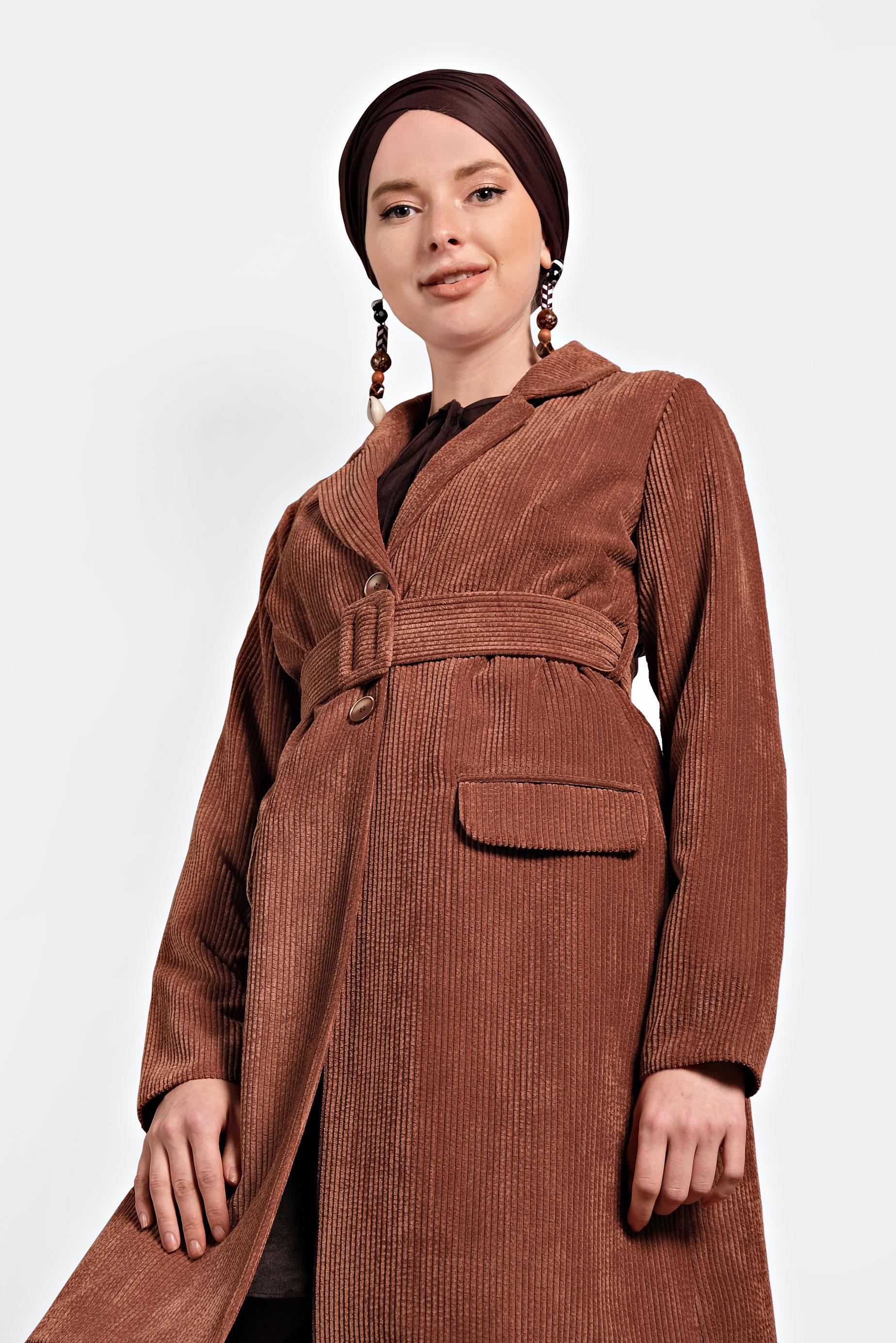 Tesettür giyim TURUNCU KADİFE CEKET 40351