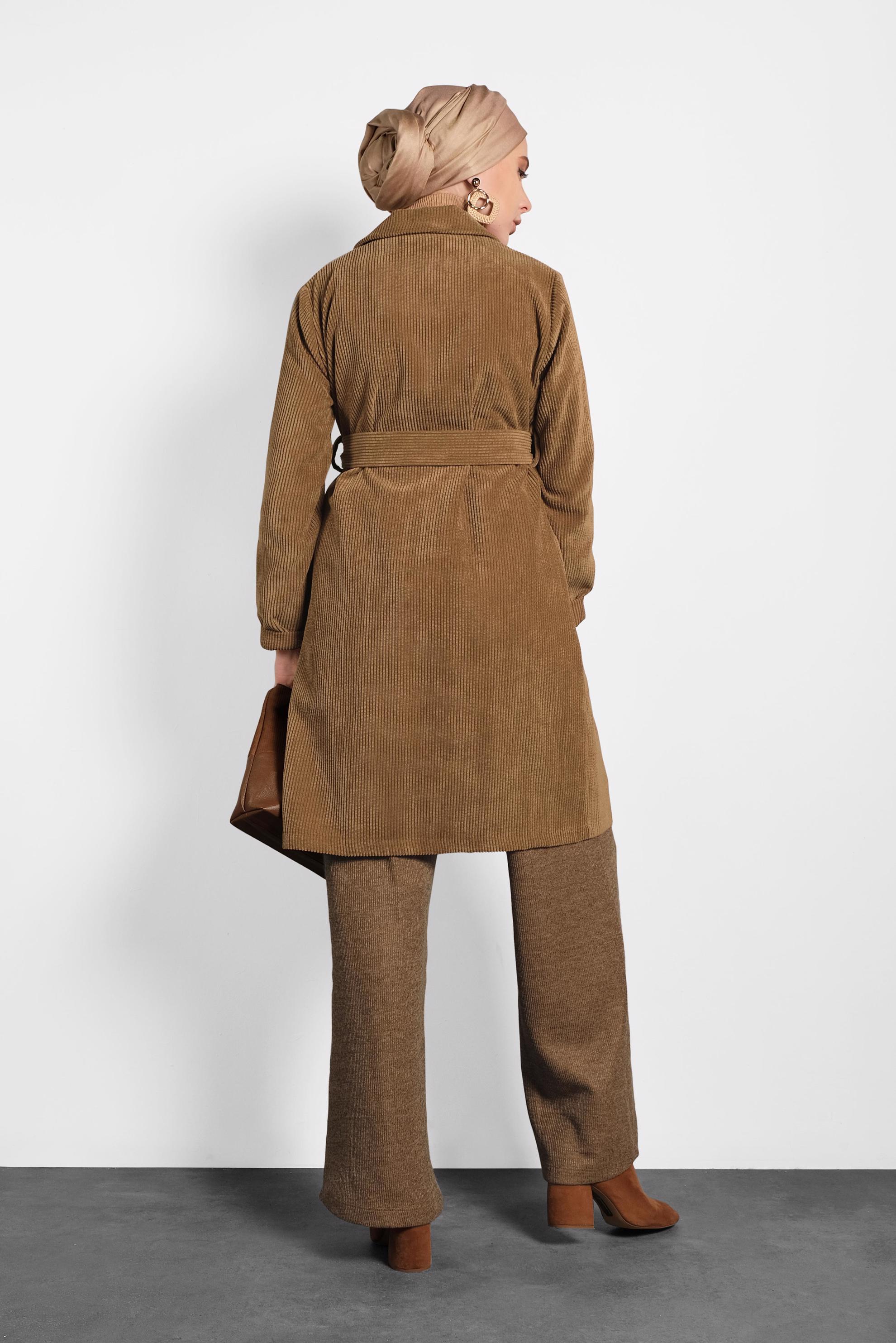 Tesettür giyim TABA KADİFE CEKET 40351