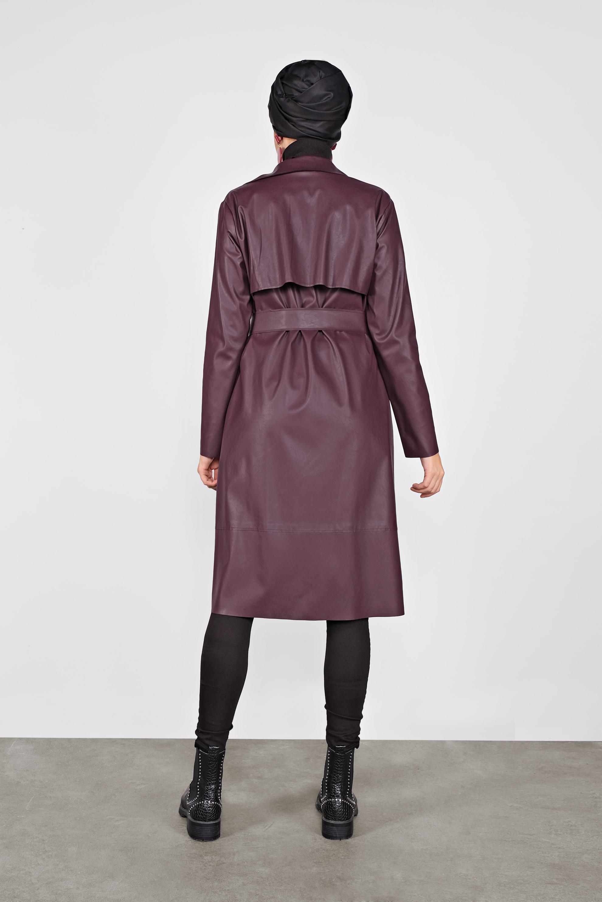 Tesettür giyim MÜRDÜM KEMERLİ DERİ CEKET 40395