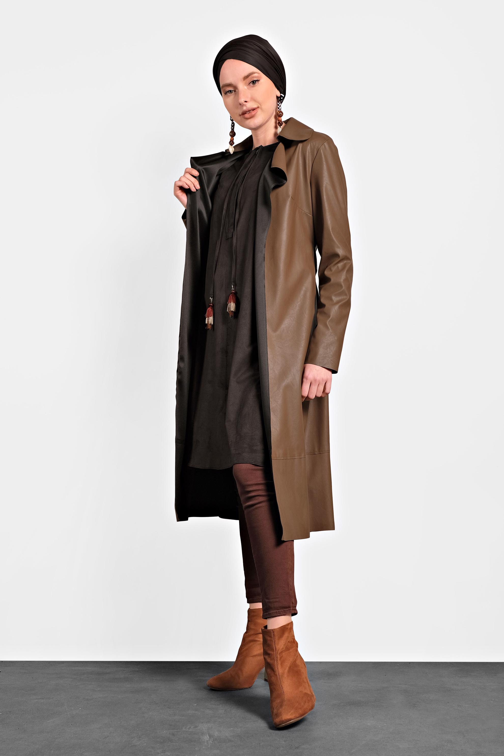 Hijab clothing TABA BELTED LEATHER JACKET 40395