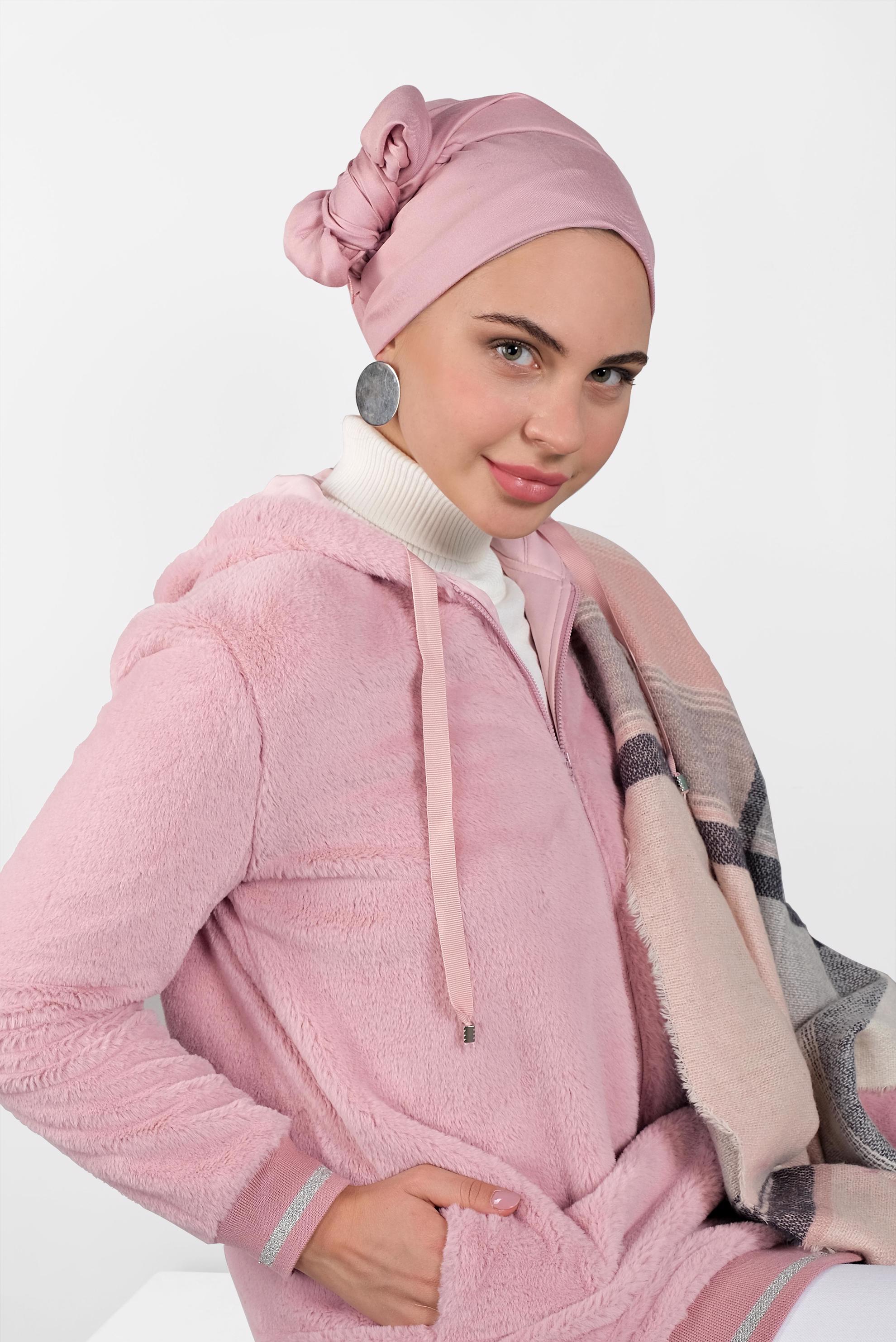 Hijab clothing POWDER HOODED PLUSH JACKET 40410 