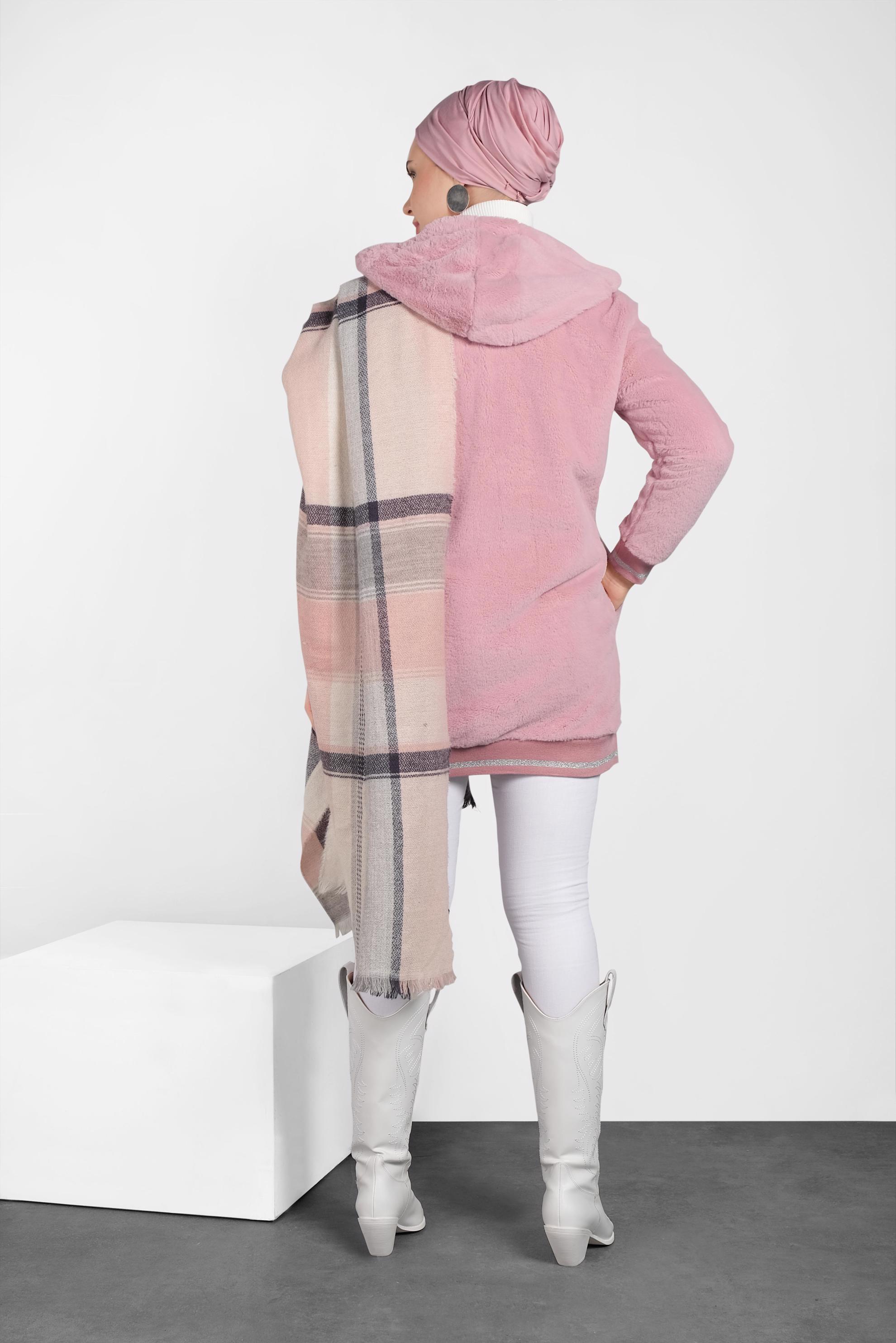 Hijab clothing POWDER HOODED PLUSH JACKET 40410 