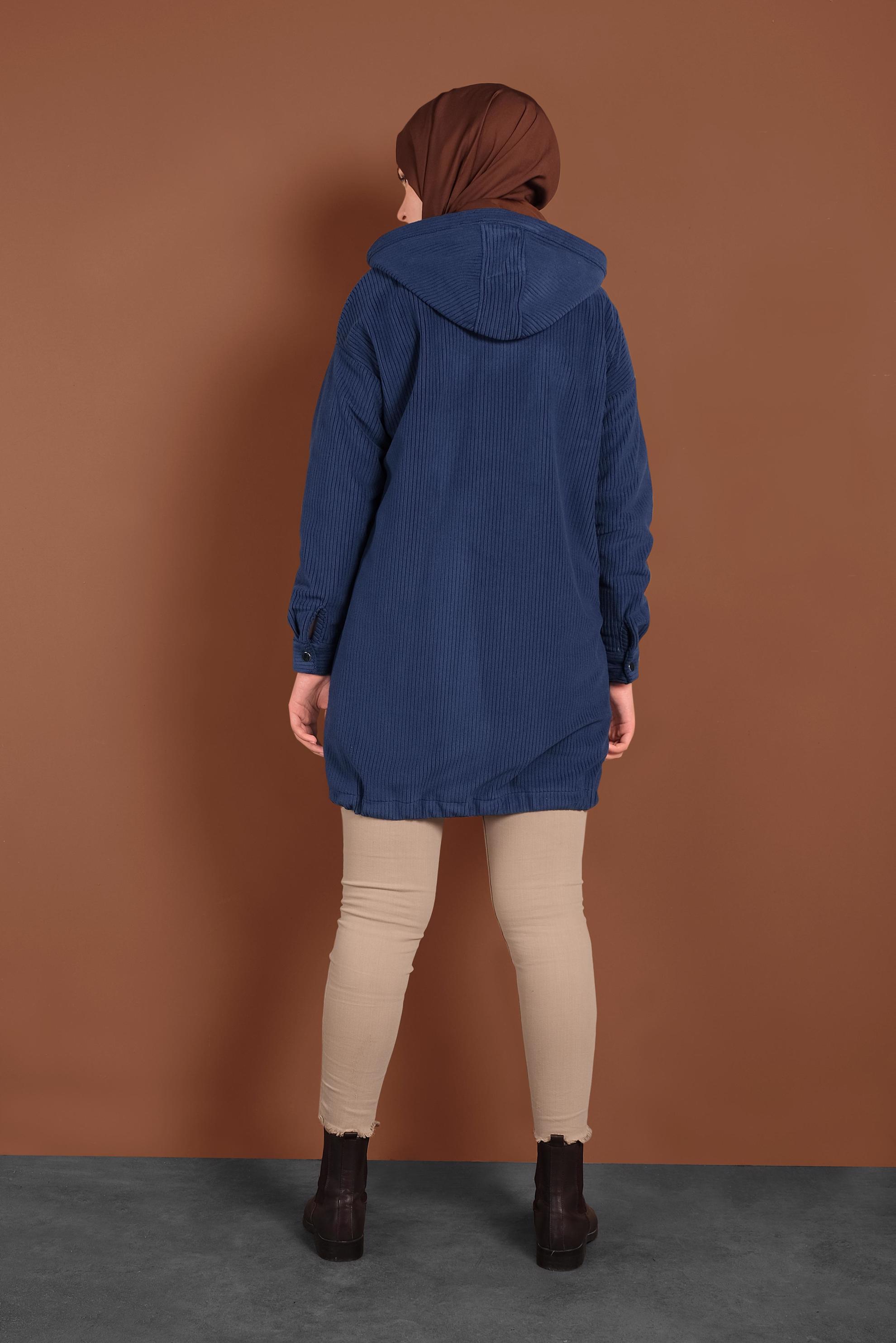 Tesettür giyim LACİVERT ÇITÇITLI KADİFE CEKET 40411 