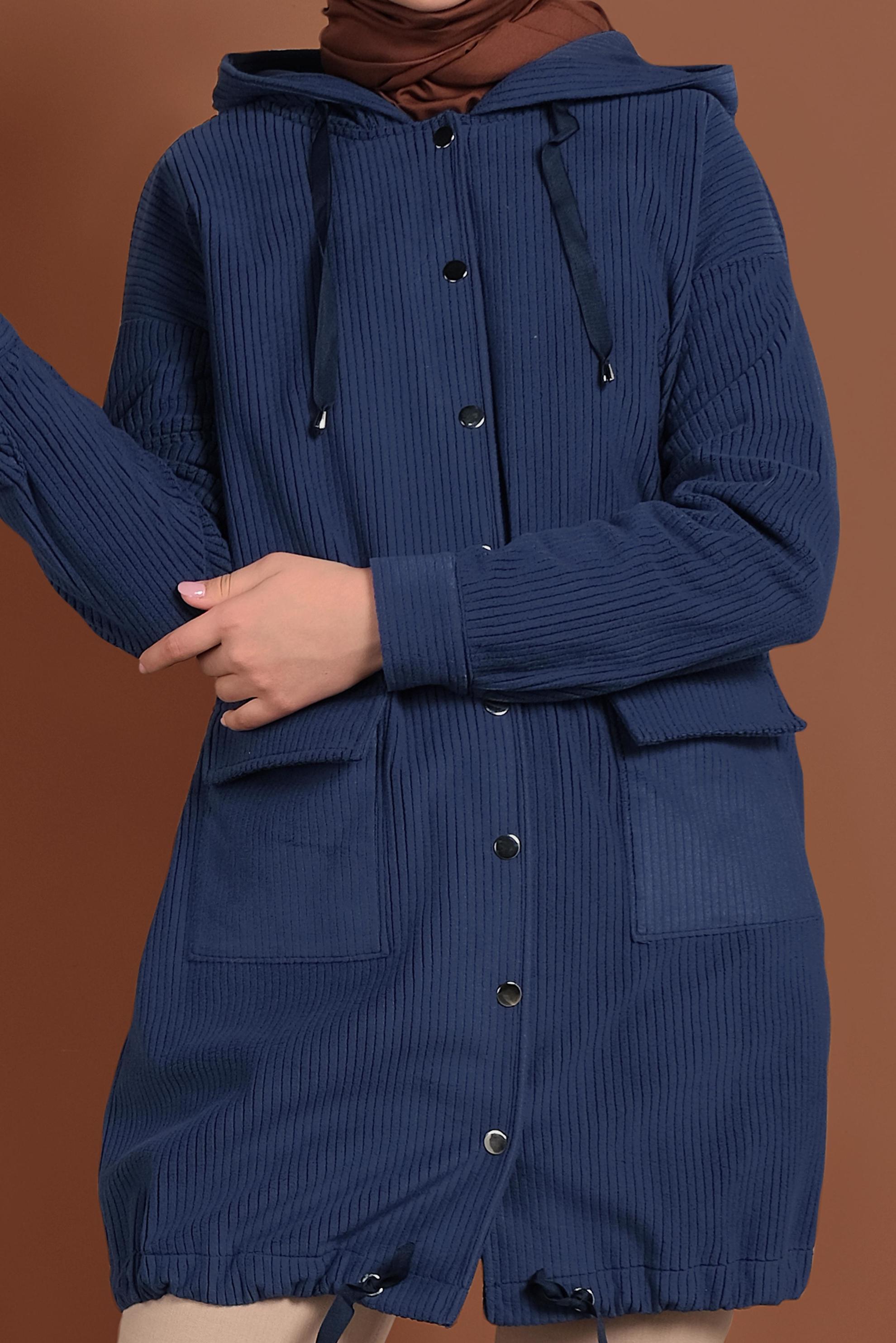 Tesettür giyim LACİVERT ÇITÇITLI KADİFE CEKET 40411 