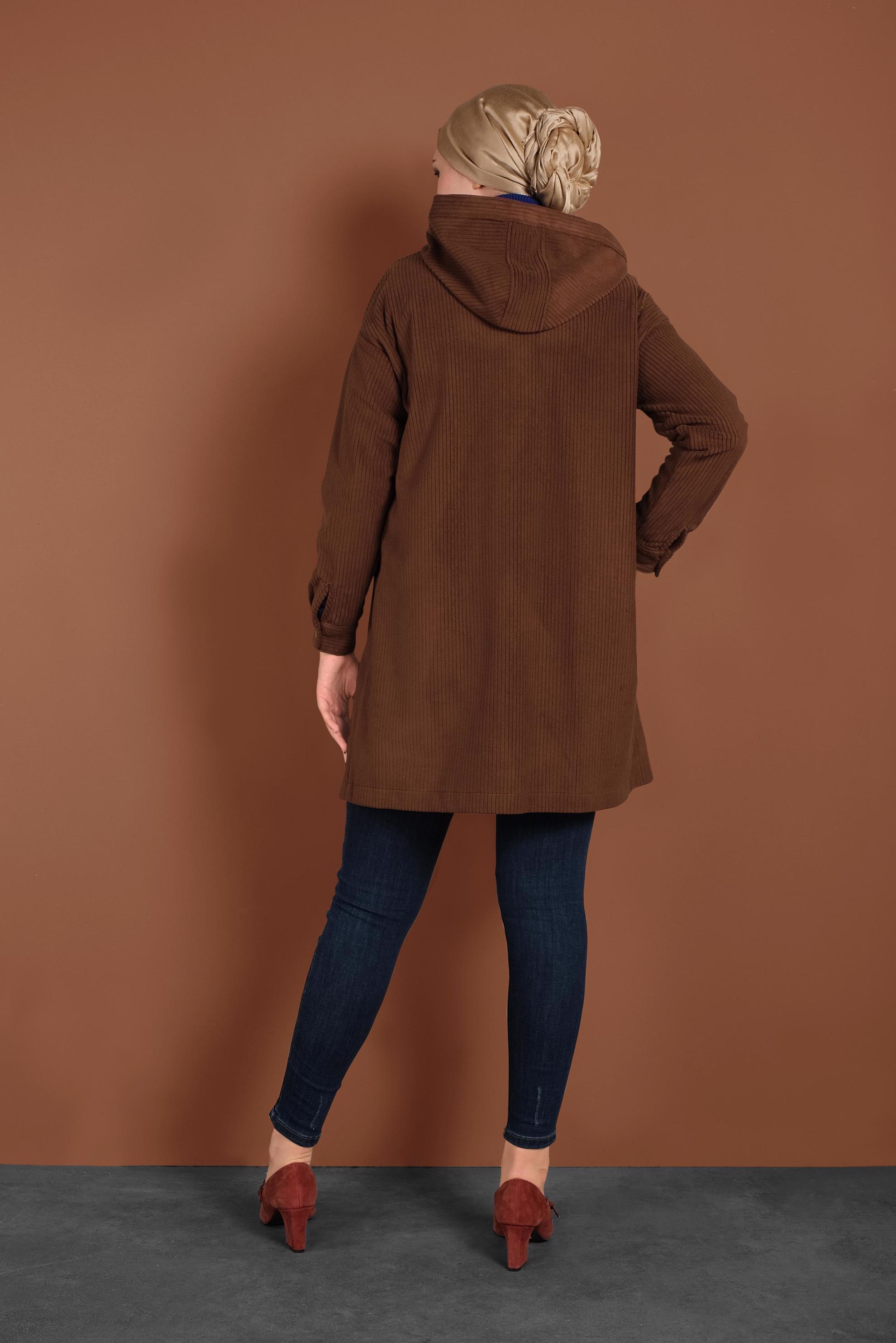 Tesettür giyim BORDO ÇITÇITLI KADİFE CEKET 40411 