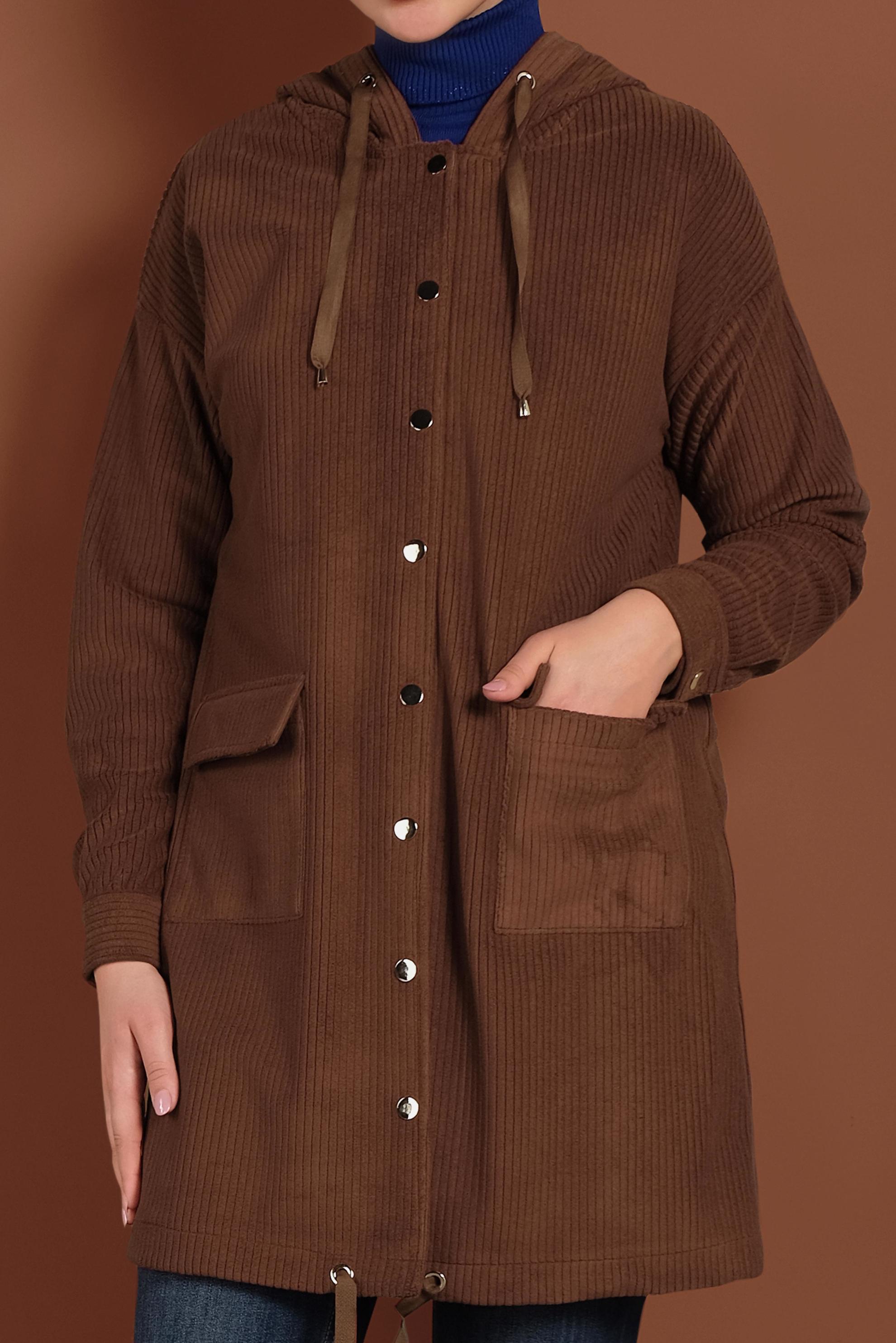 Tesettür giyim BORDO ÇITÇITLI KADİFE CEKET 40411 