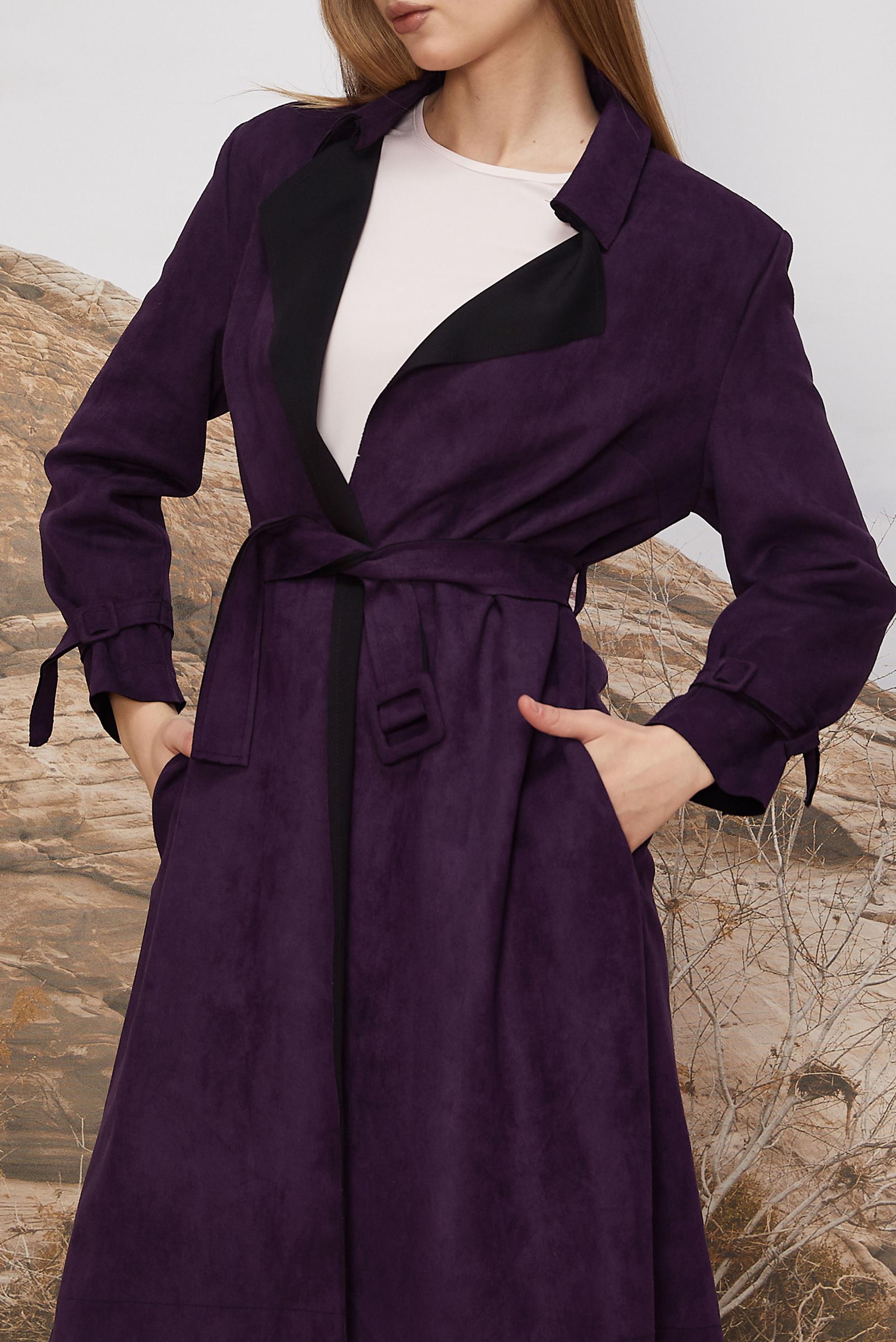 Tesettür giyim MOR KEMERLİ SÜET CEKET 41175