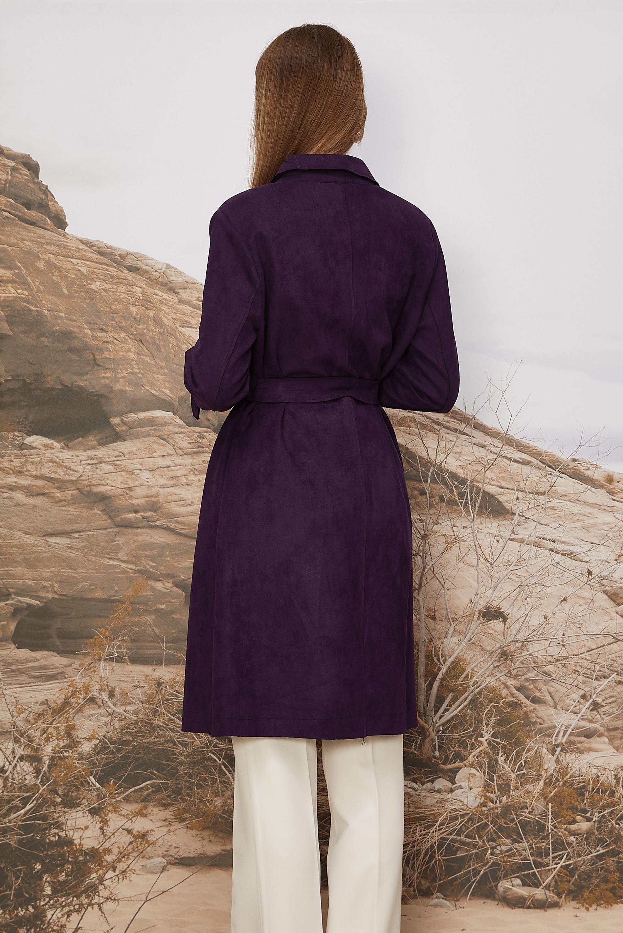 Tesettür giyim MOR KEMERLİ SÜET CEKET 41175