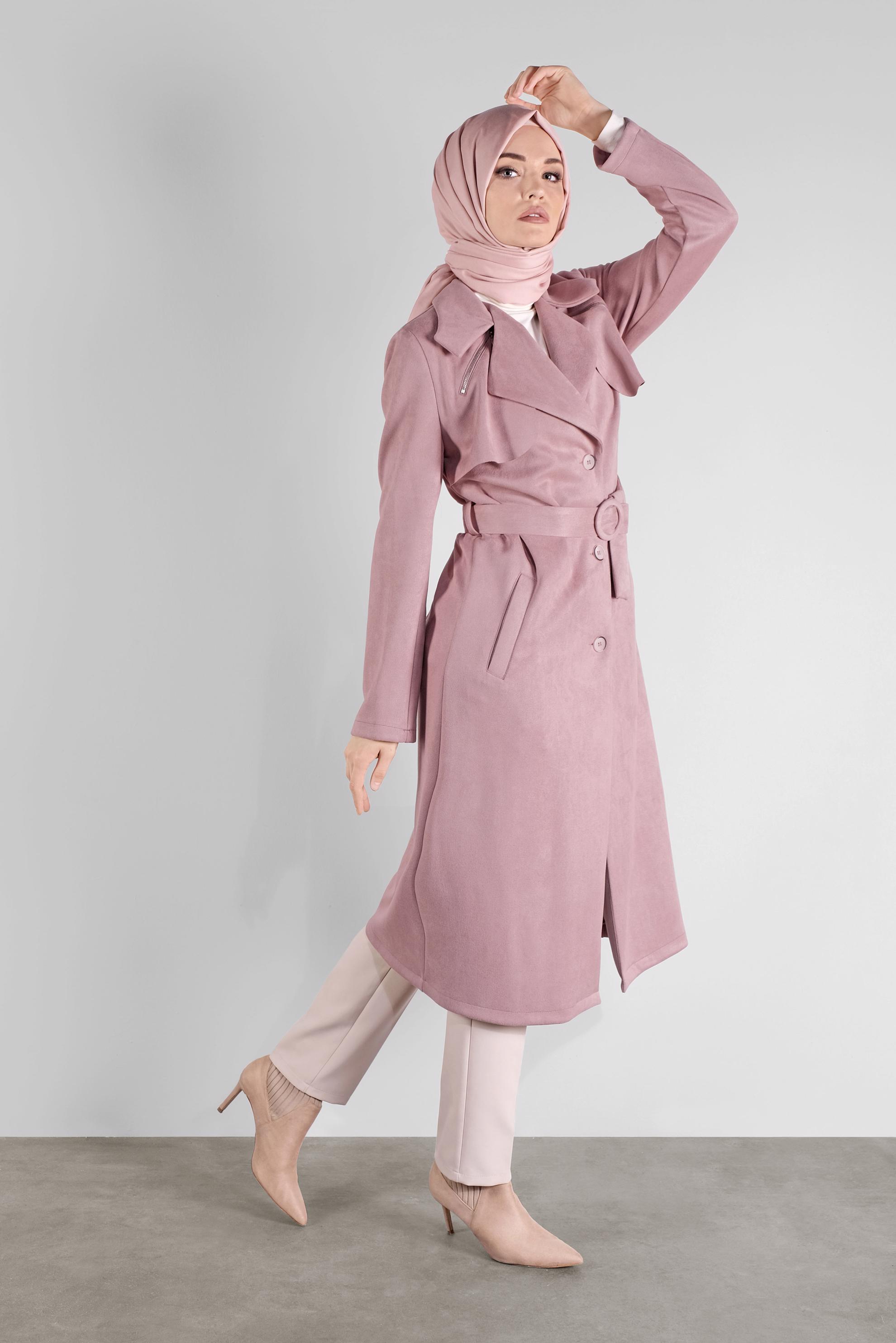 Hijab clothing POWDER BELTED SUEDE JACKET 41185 