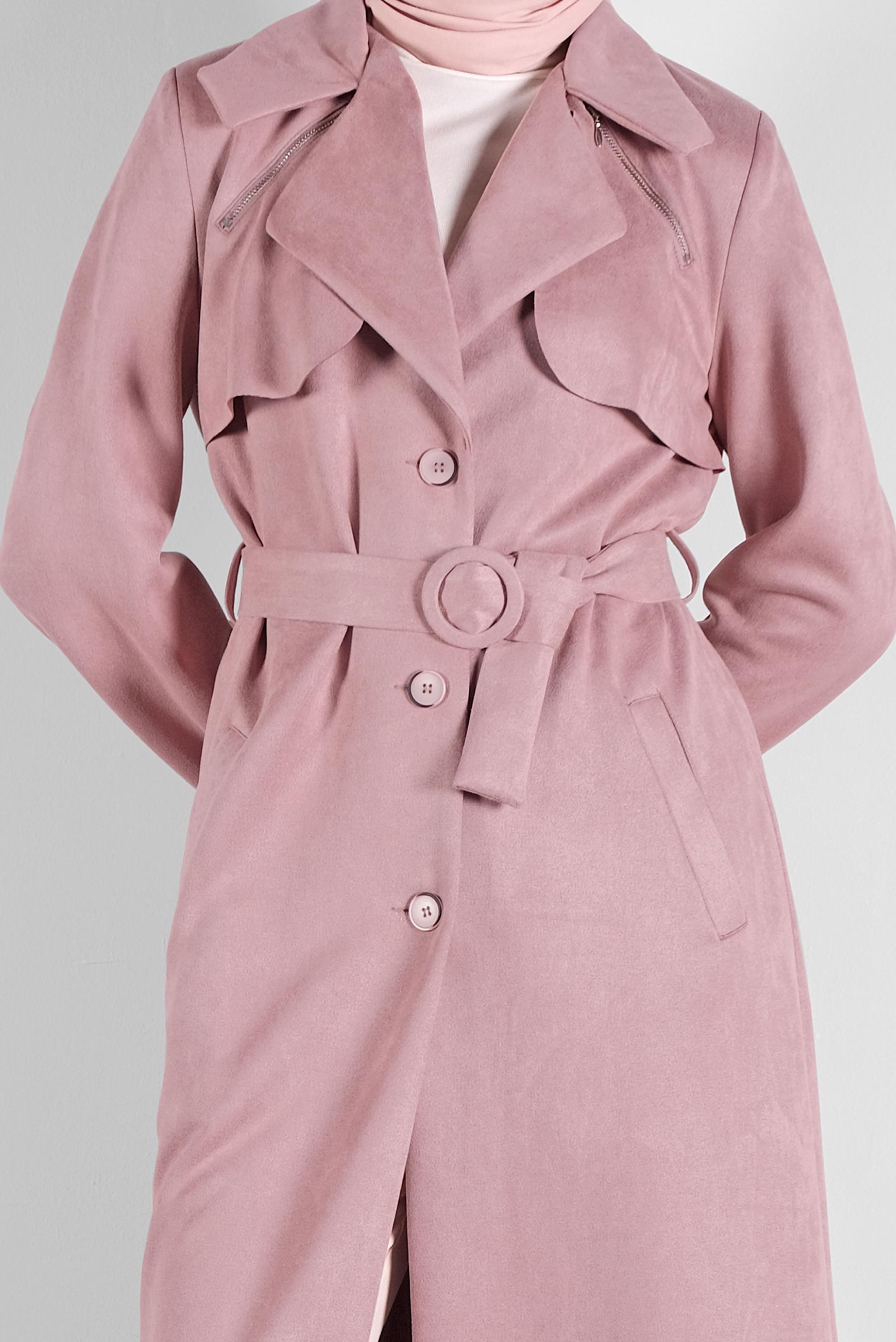 Hijab clothing POWDER BELTED SUEDE JACKET 41185 