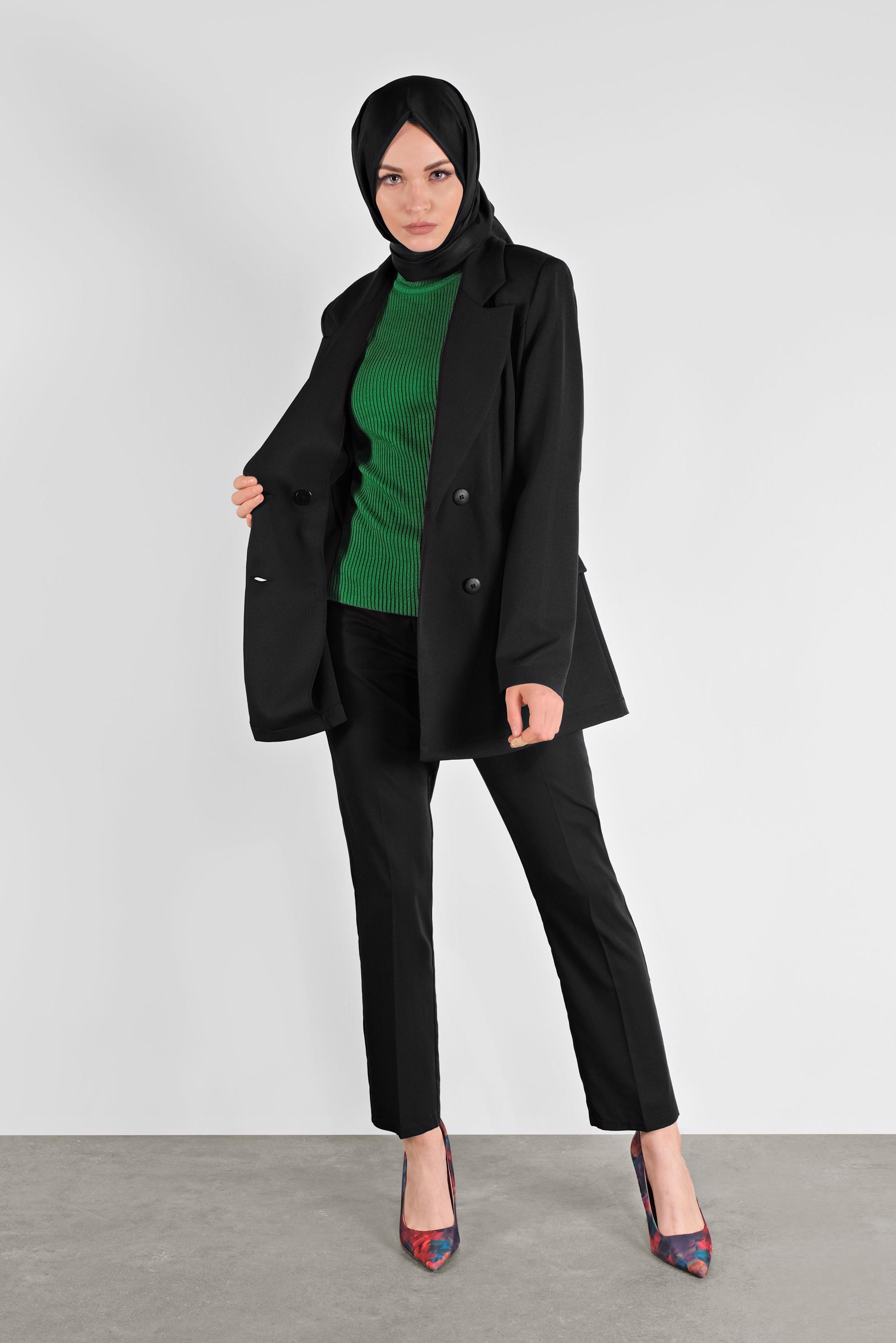 Hijab clothing BLACK BUTTONED CLASSIC JACKET 41195 