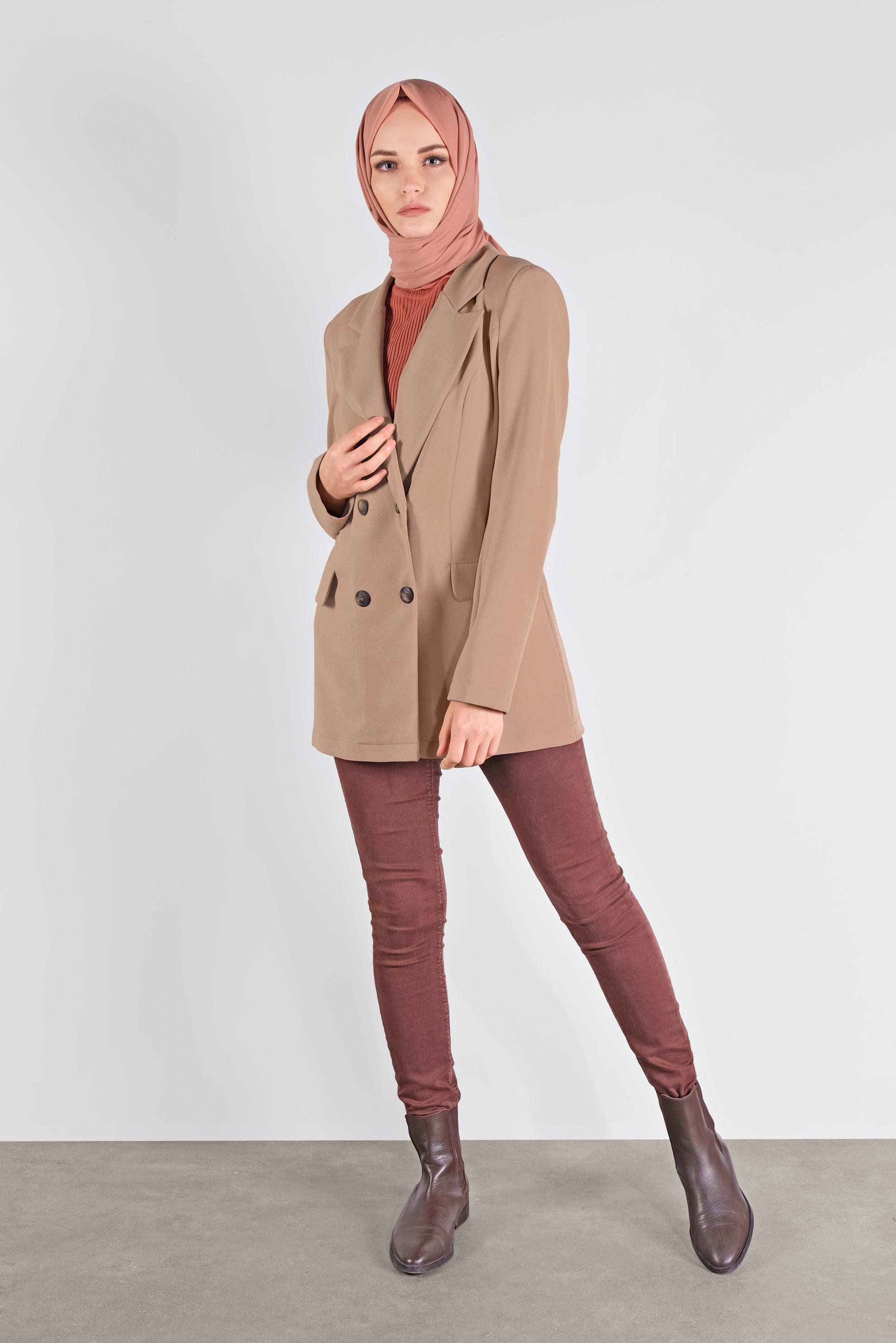 Hijab clothing BROWN BUTTONED CLASSIC JACKET 41195 