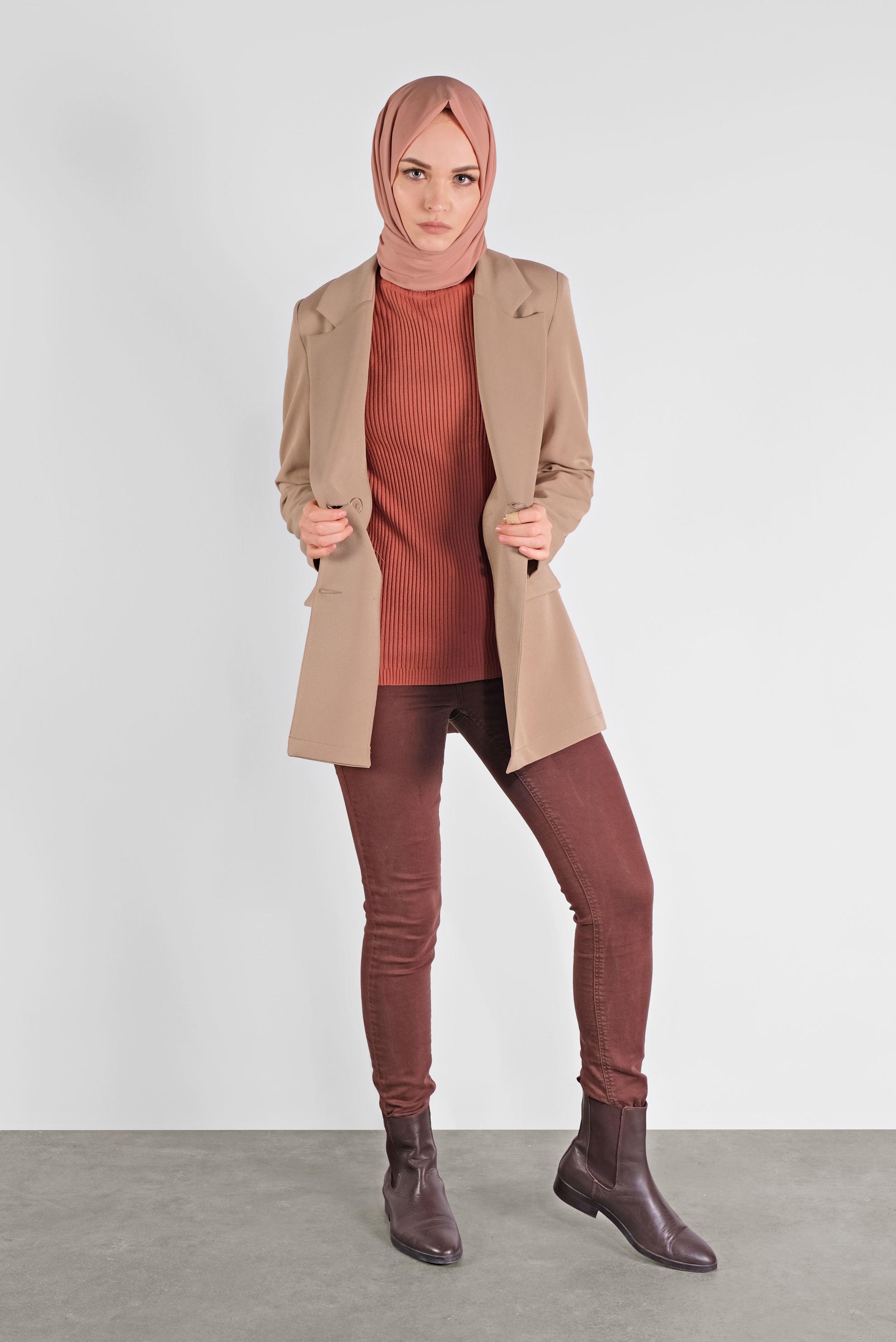 Hijab clothing BROWN BUTTONED CLASSIC JACKET 41195 