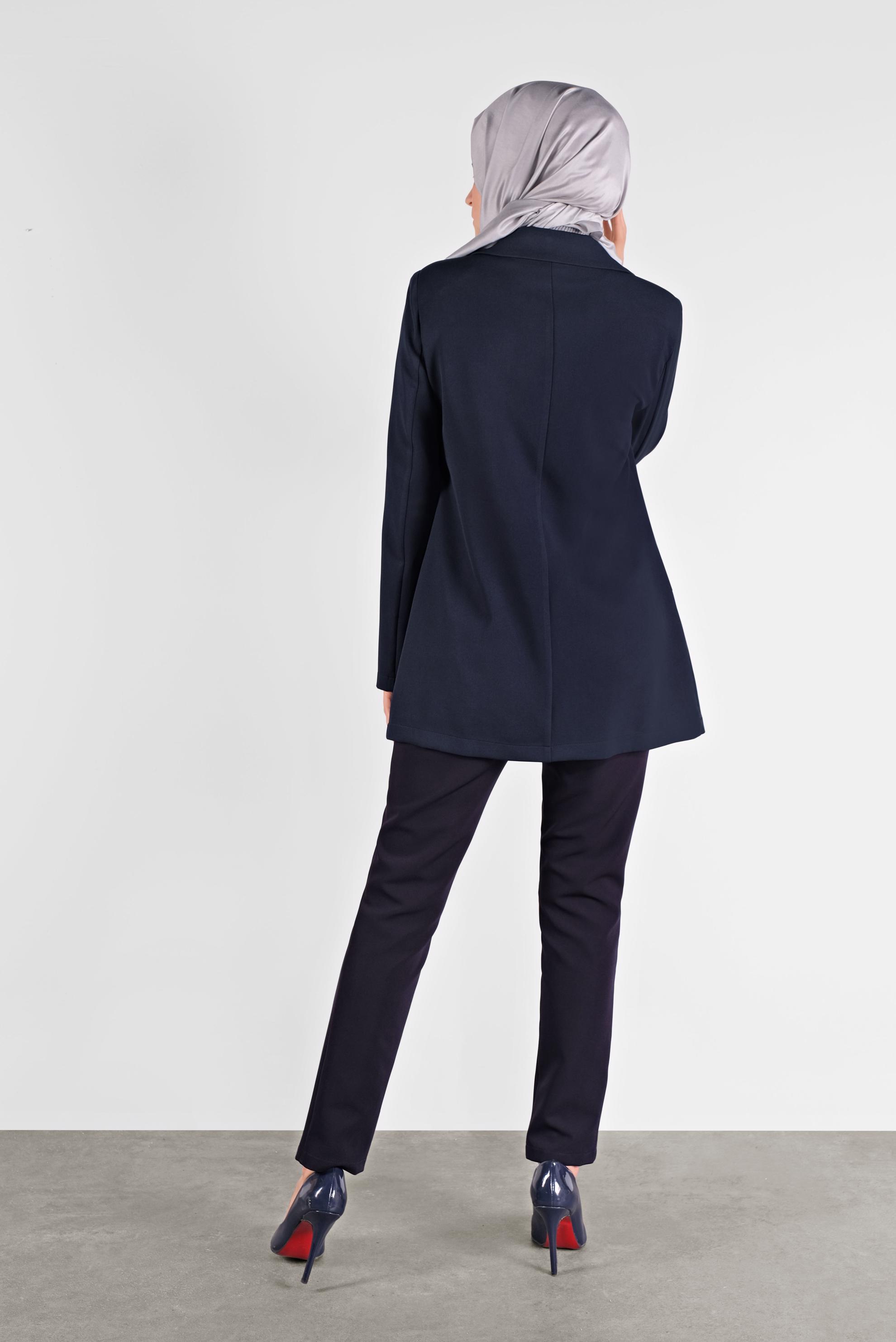 Hijab clothing NAVY BLUE BUTTONED CLASSIC JACKET 41195 