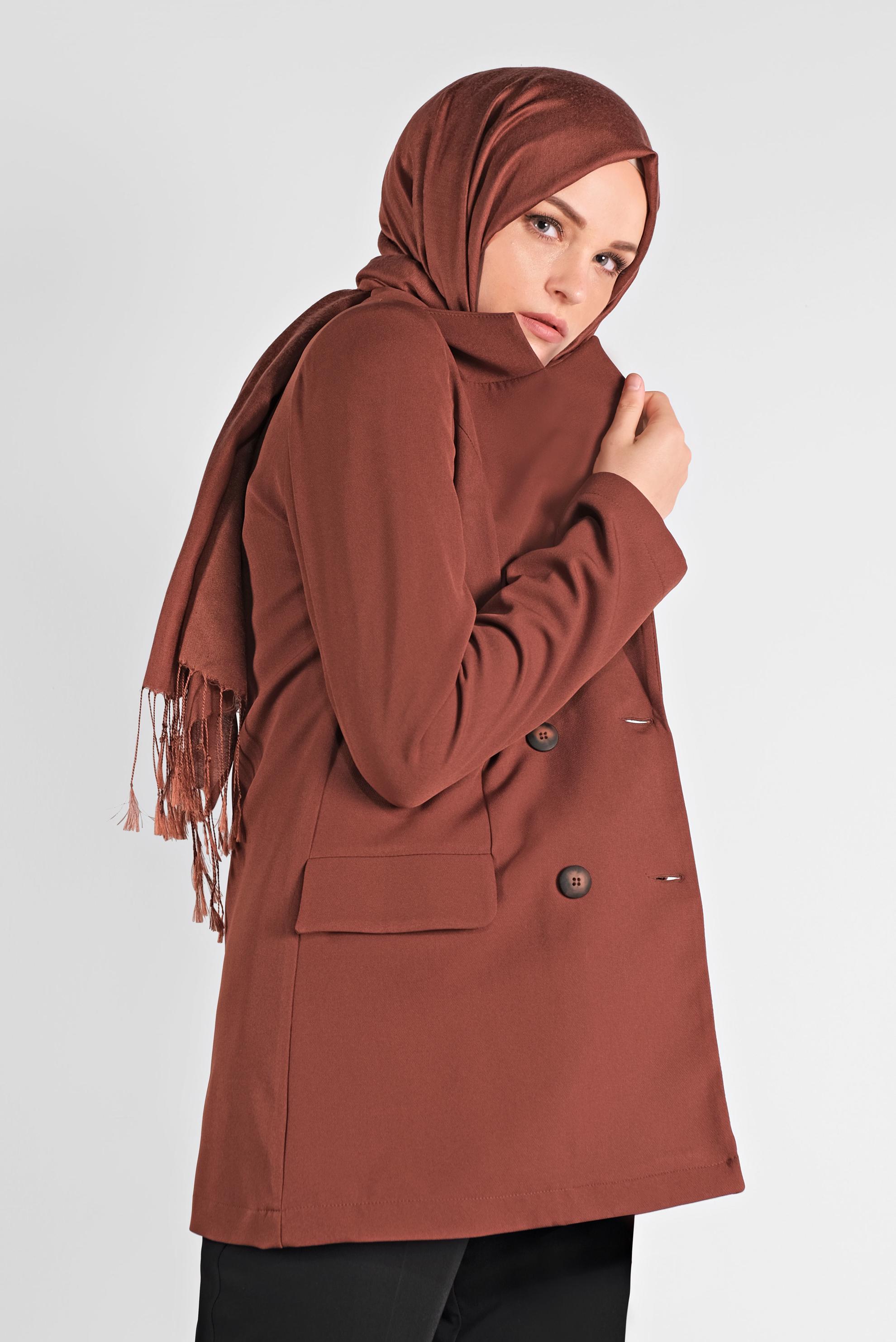 Hijab clothing BROWN BUTTONED CLASSIC JACKET 41195 