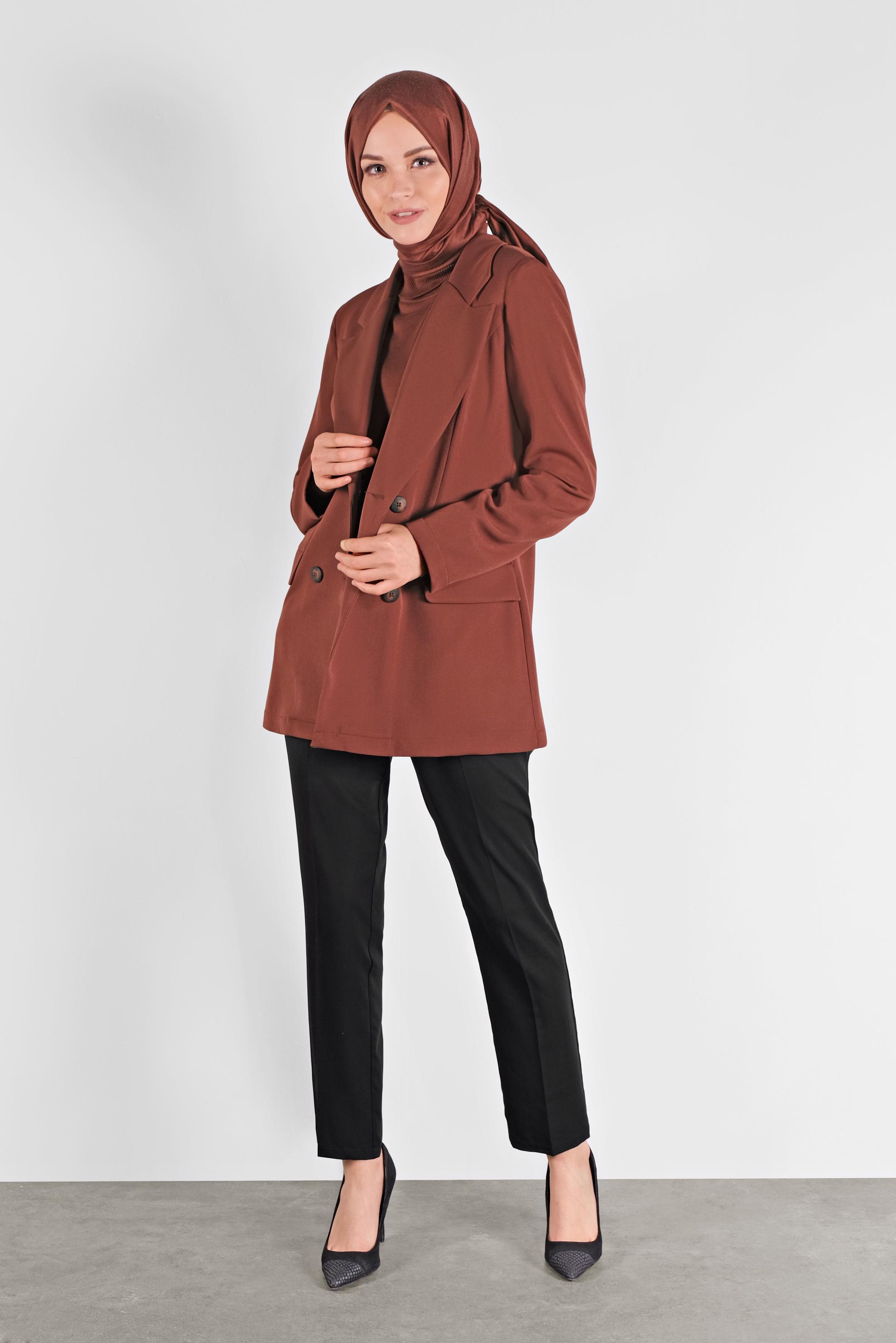 Hijab clothing BROWN BUTTONED CLASSIC JACKET 41195 