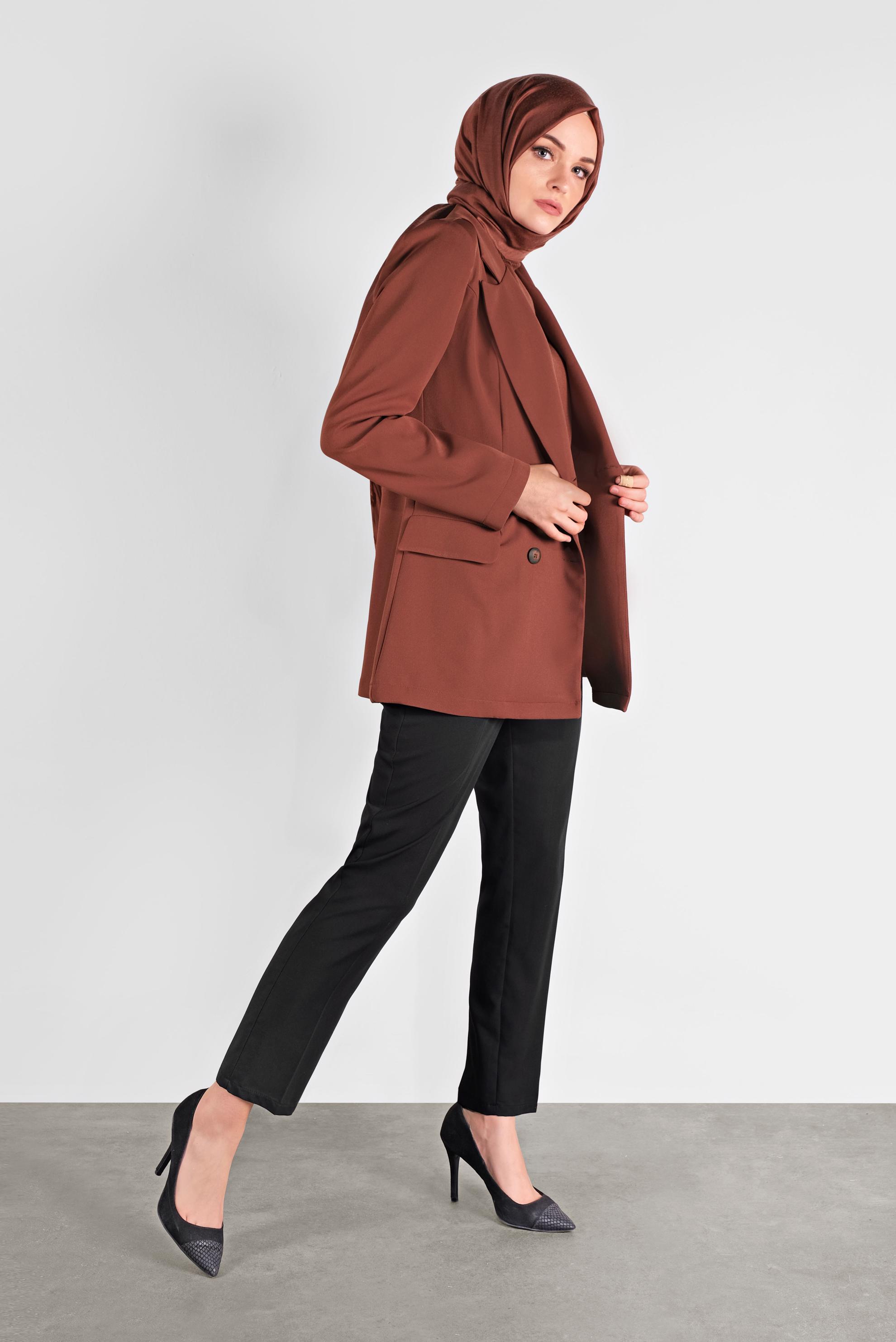 Hijab clothing BROWN BUTTONED CLASSIC JACKET 41195 