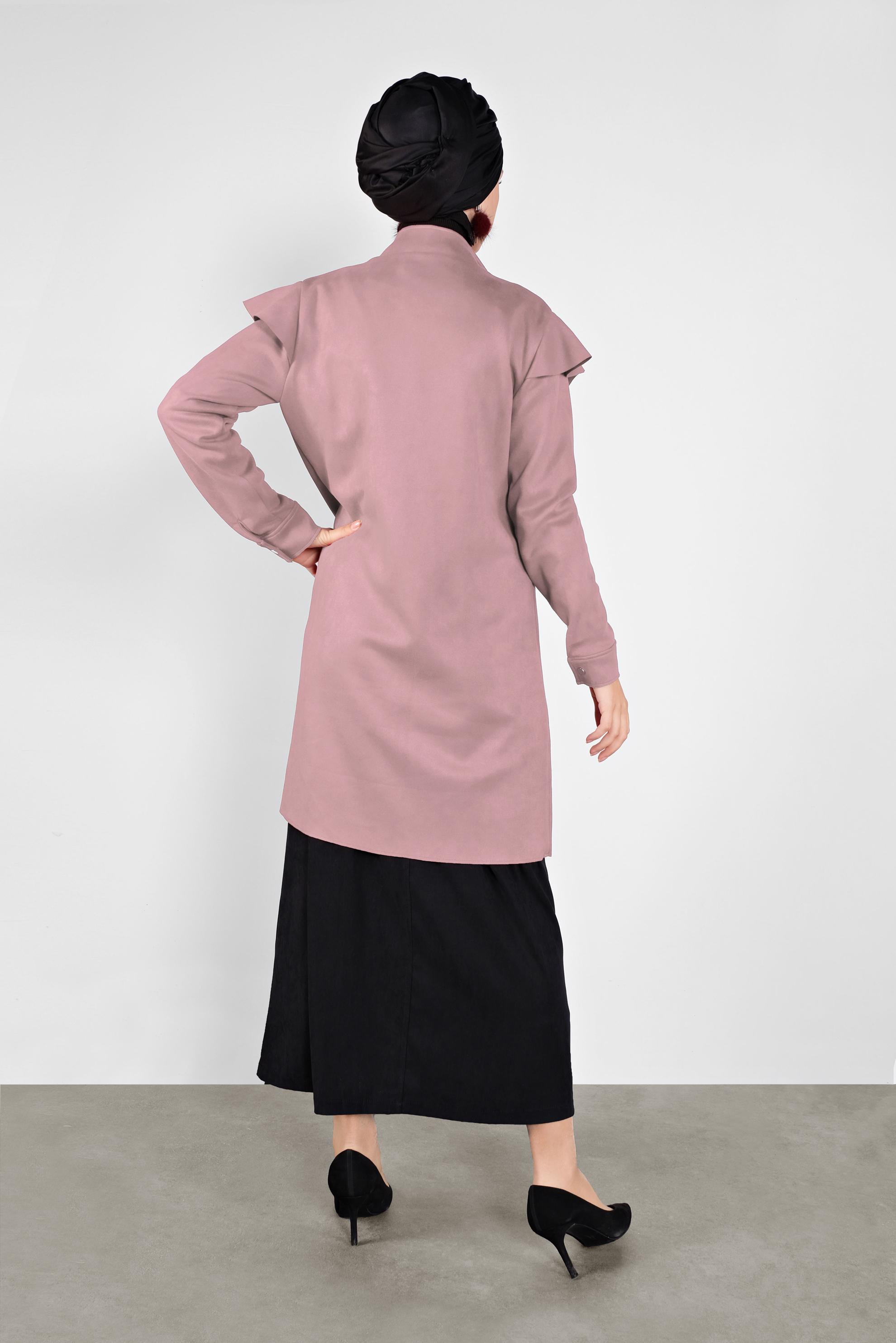 Hijab clothing POWDER STUDDED RUFFLED SUEDE JACKET 41196 