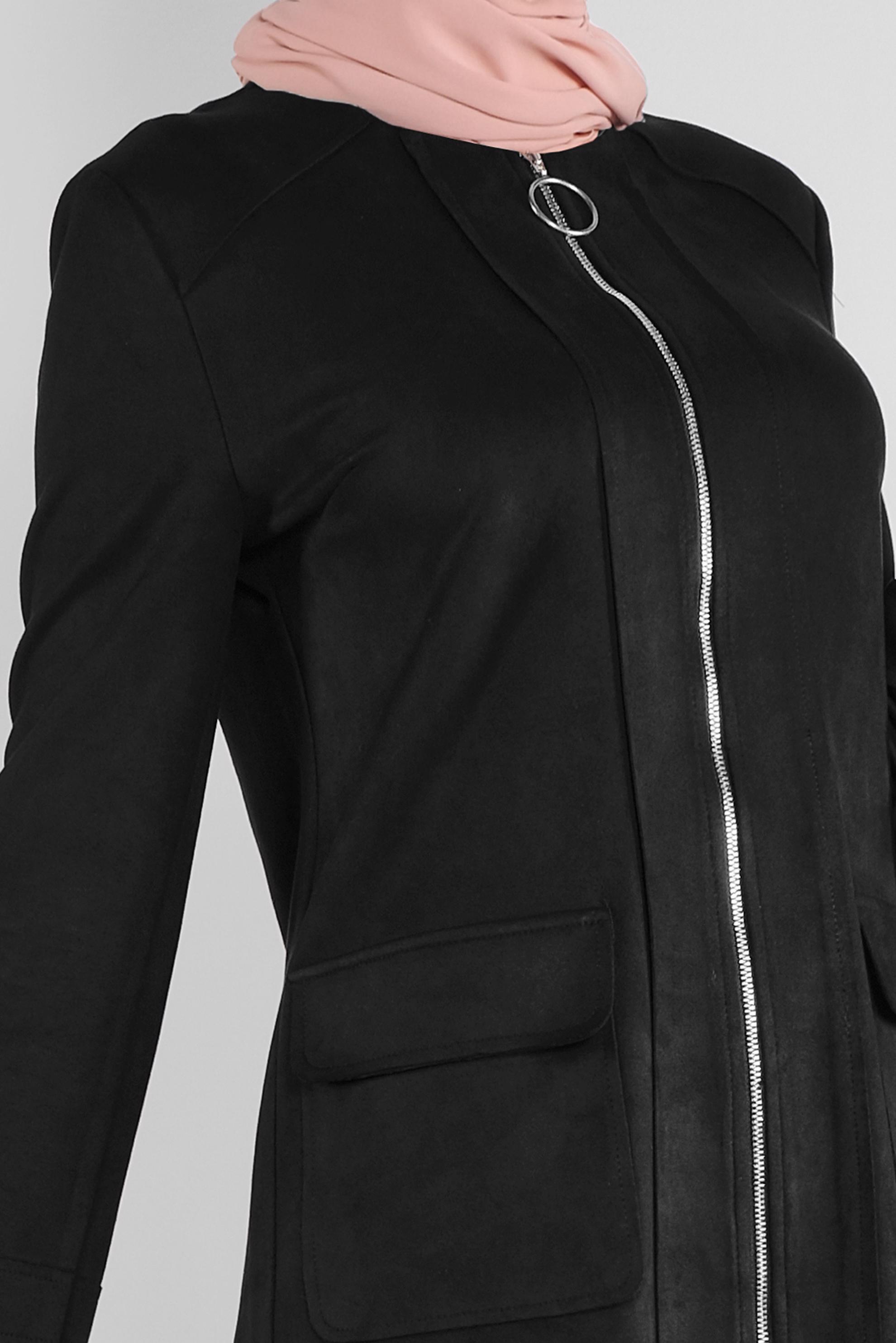 Tesettür giyim SİYAH FERMUARLI SÜET CEKET 41200