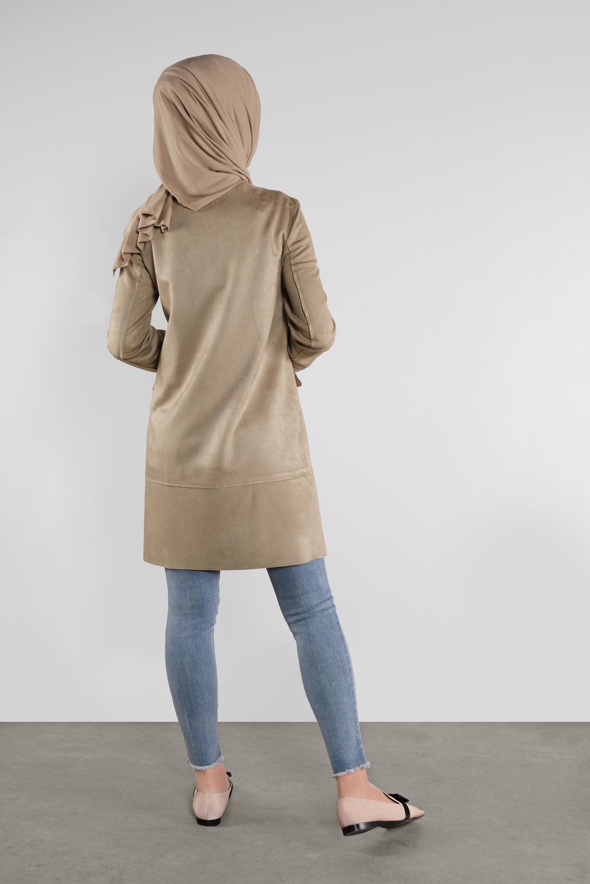 Tesettür giyim BEJ FERMUARLI SÜET CEKET 41200