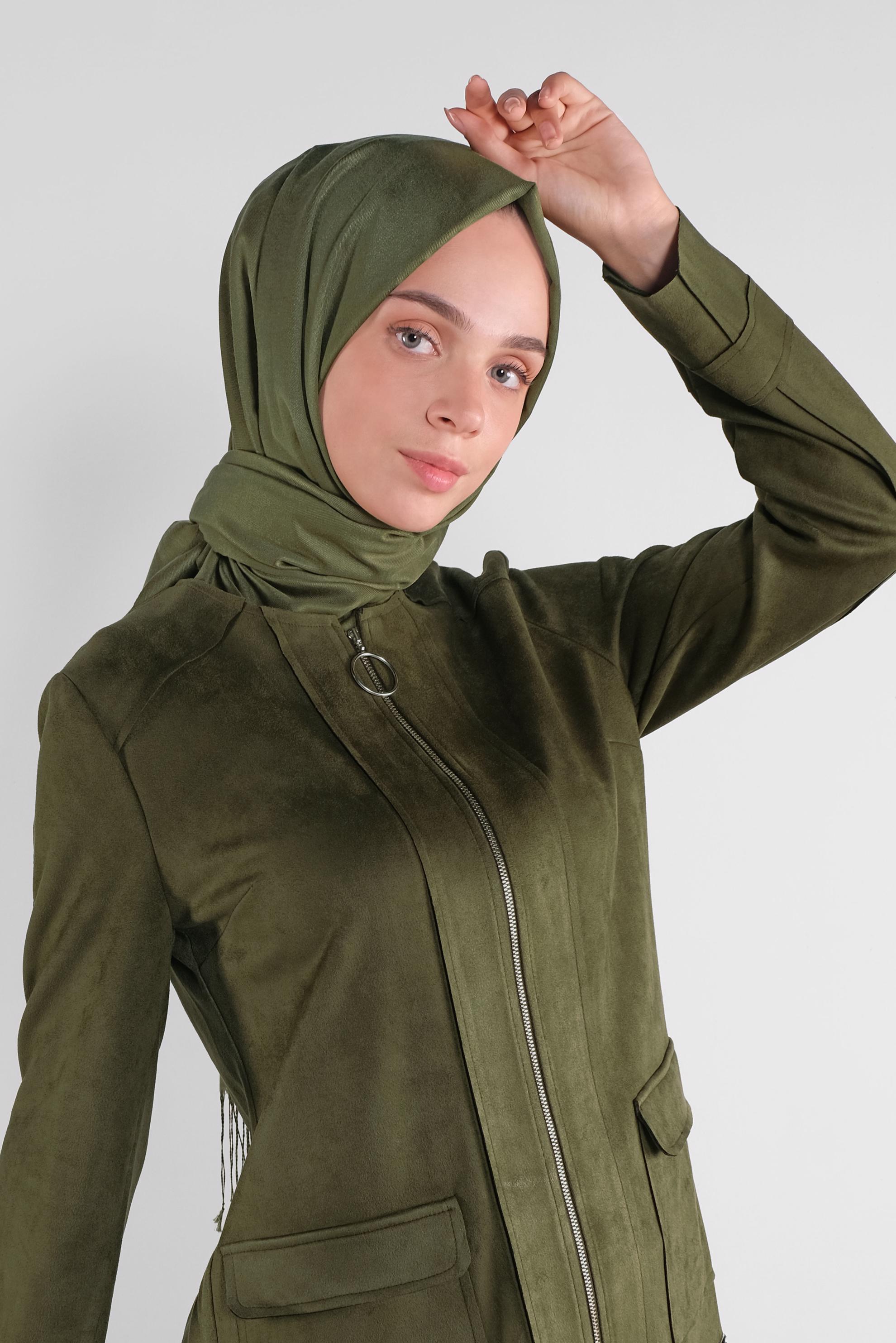 Tesettür giyim HAKİ FERMUARLI SÜET CEKET 41200