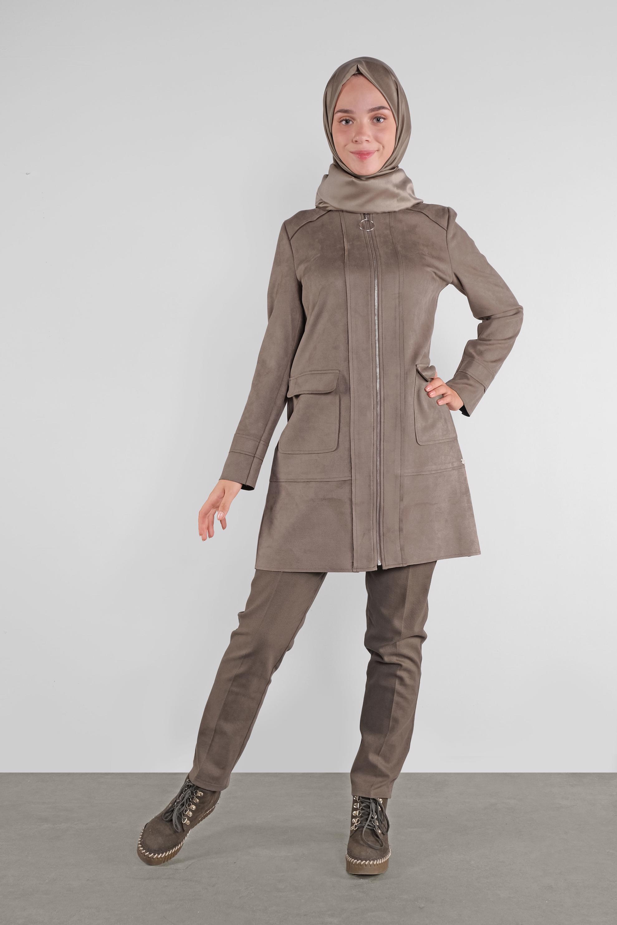 Tesettür giyim VİZON FERMUARLI SÜET CEKET 41200