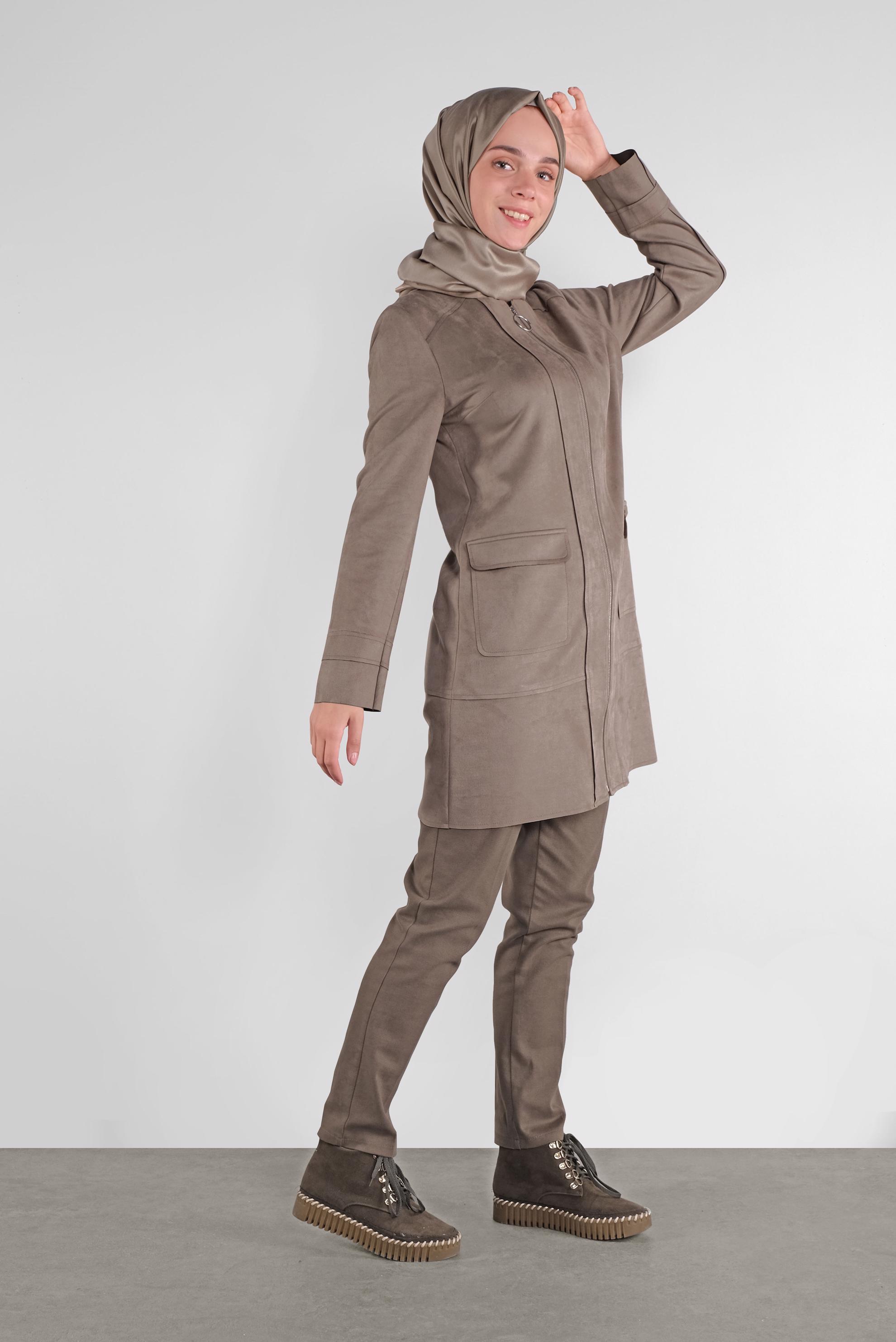 Tesettür giyim VİZON FERMUARLI SÜET CEKET 41200