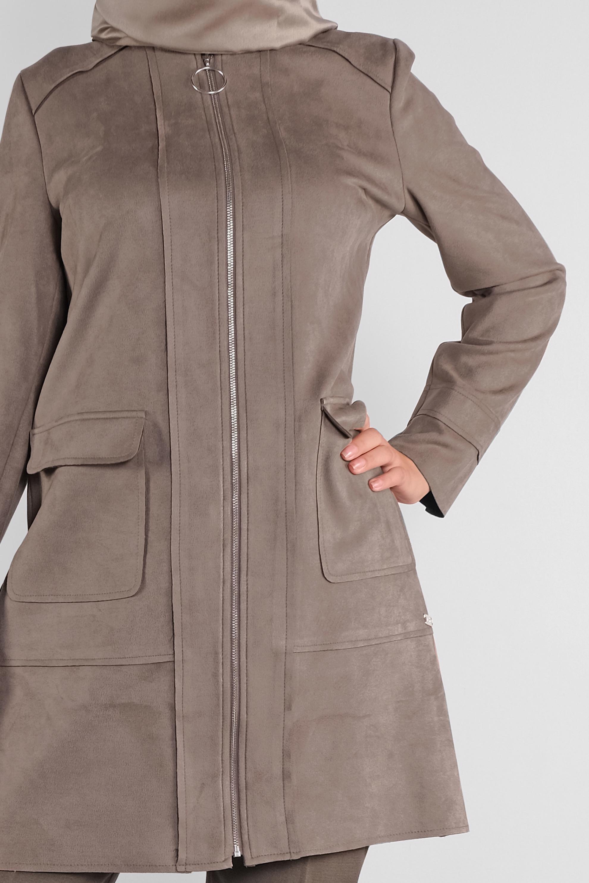 Tesettür giyim VİZON FERMUARLI SÜET CEKET 41200