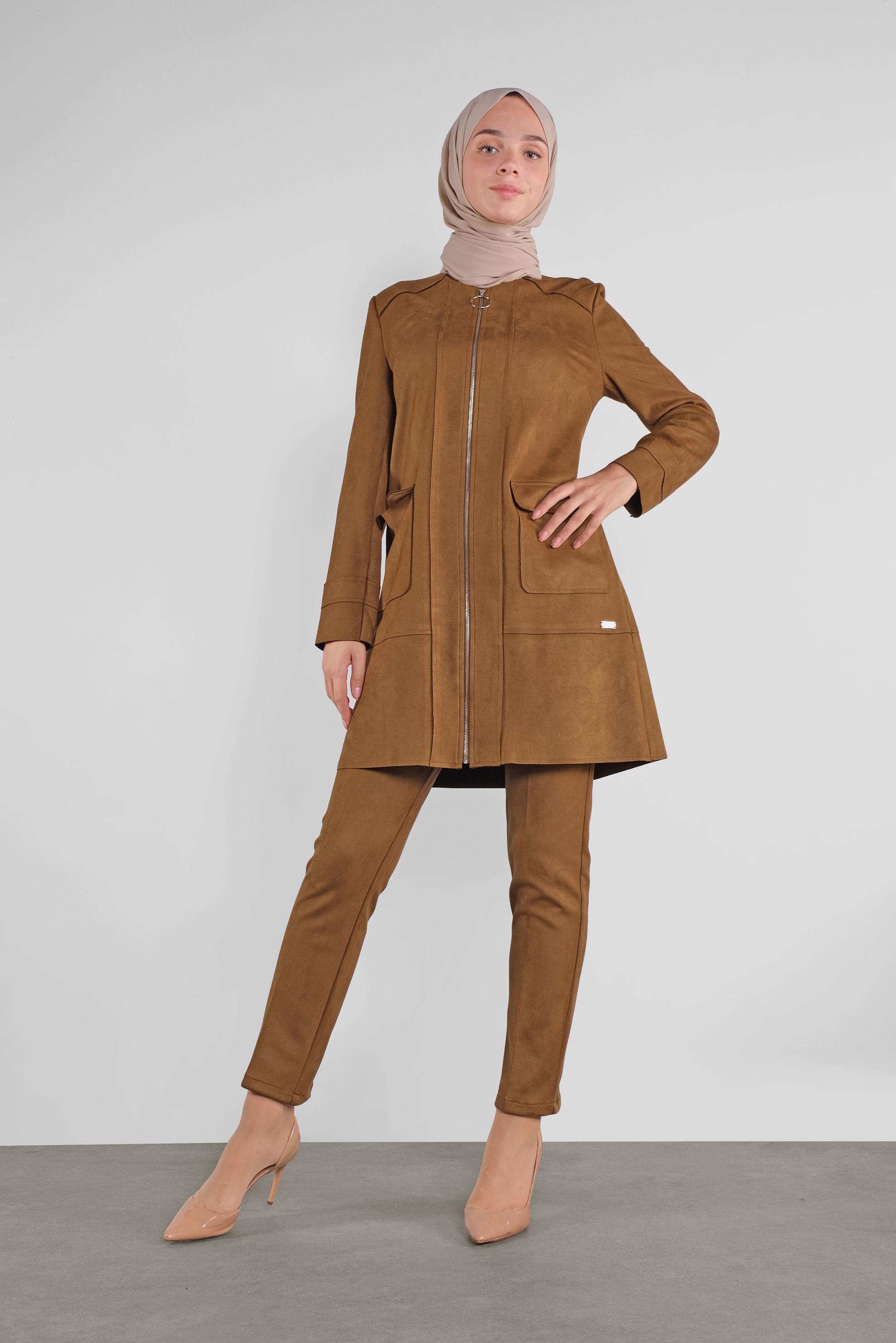 Tesettür giyim KAHVE FERMUARLI SÜET CEKET 41200