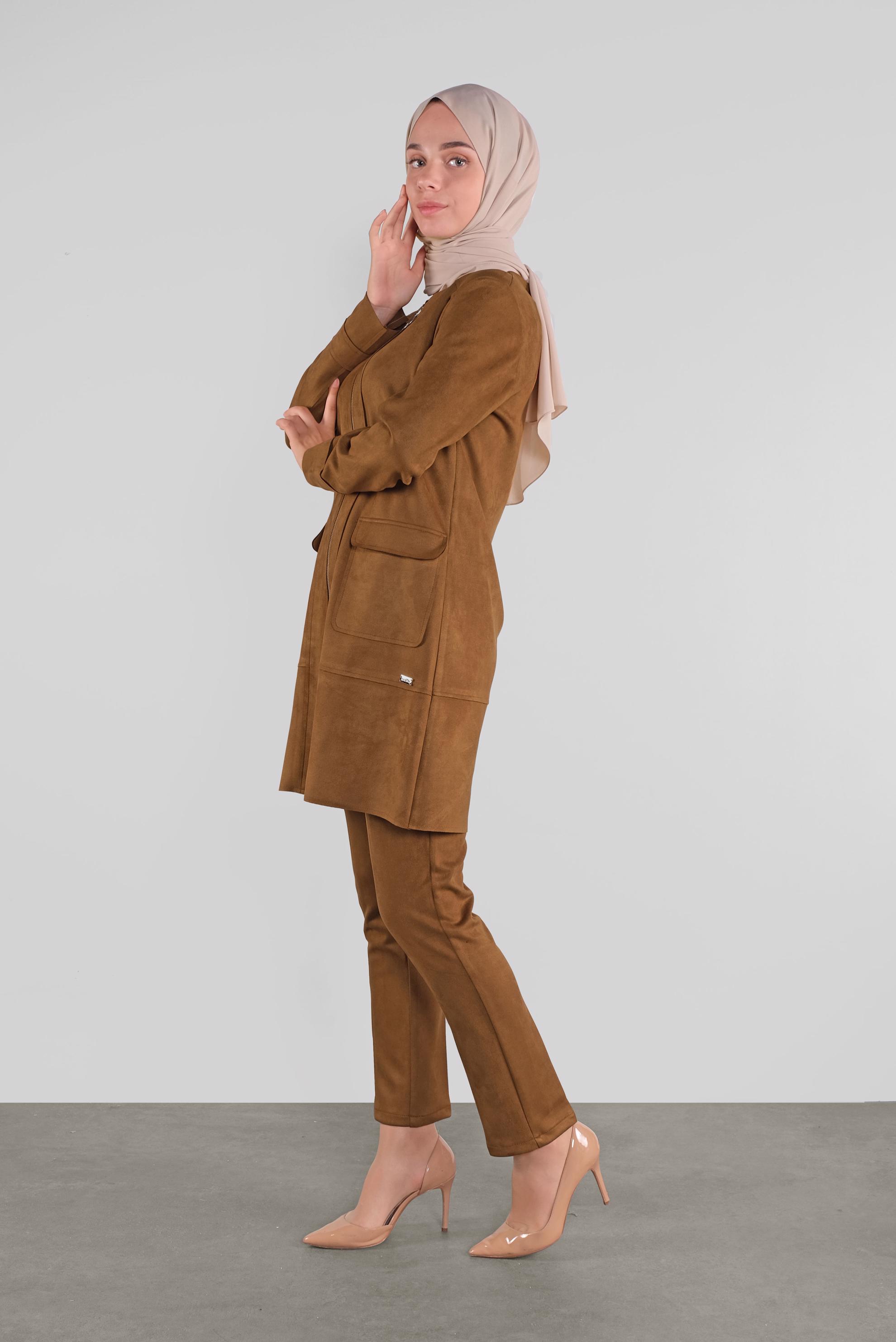 Tesettür giyim KAHVE FERMUARLI SÜET CEKET 41200