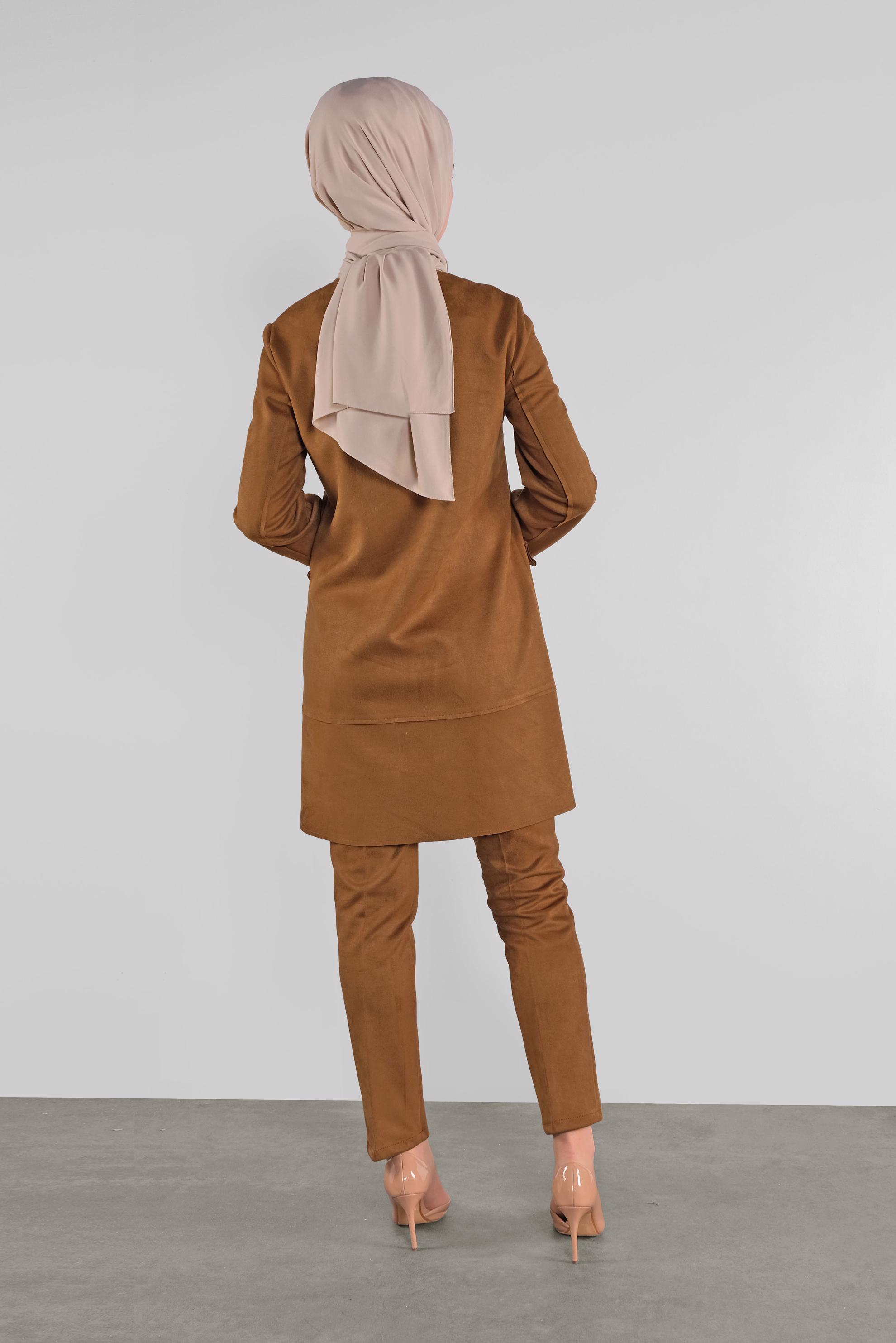 Tesettür giyim KAHVE FERMUARLI SÜET CEKET 41200