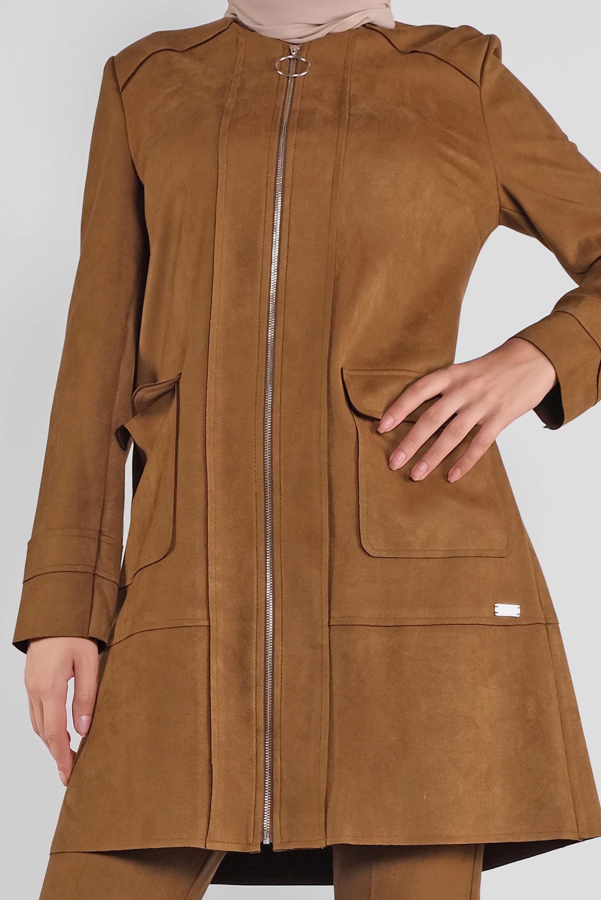 Tesettür giyim KAHVE FERMUARLI SÜET CEKET 41200