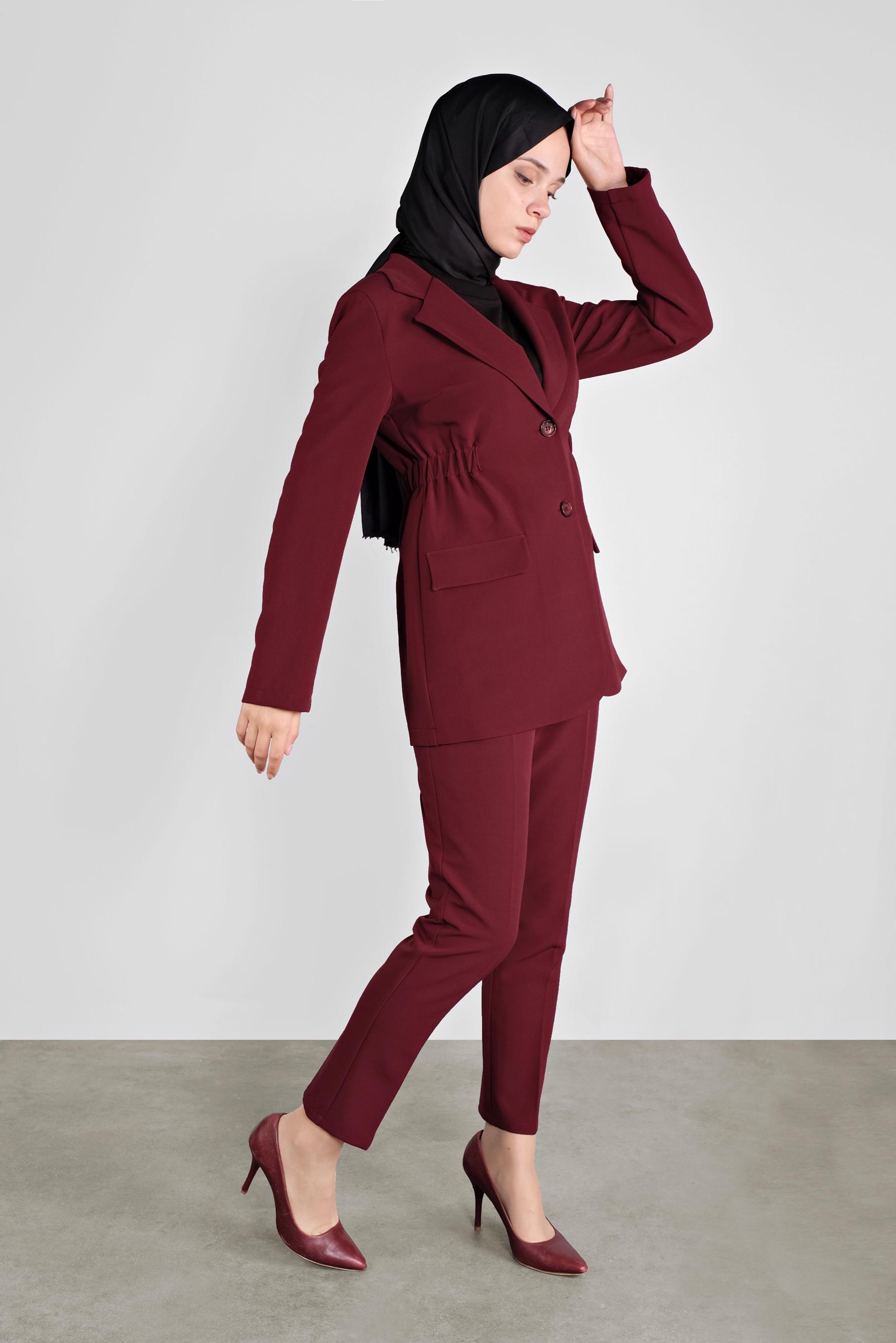 Hijab clothing CLARET RED ELASTIC-WAIST JACKET 41216