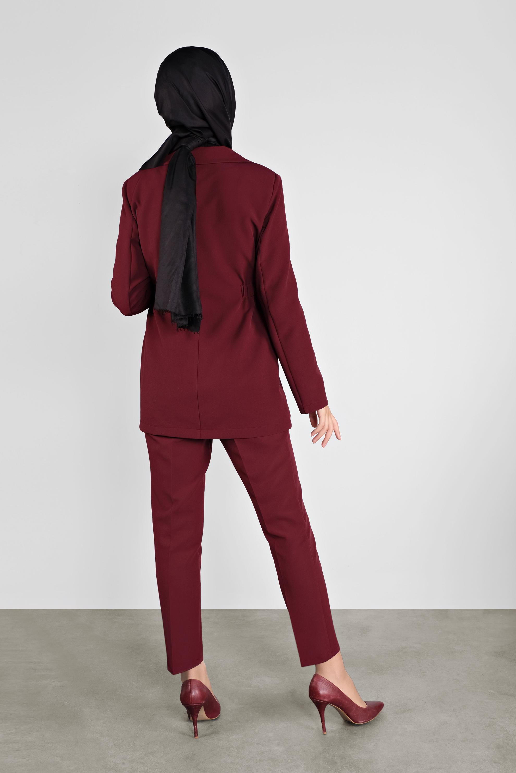 Hijab clothing CLARET RED ELASTIC-WAIST JACKET 41216