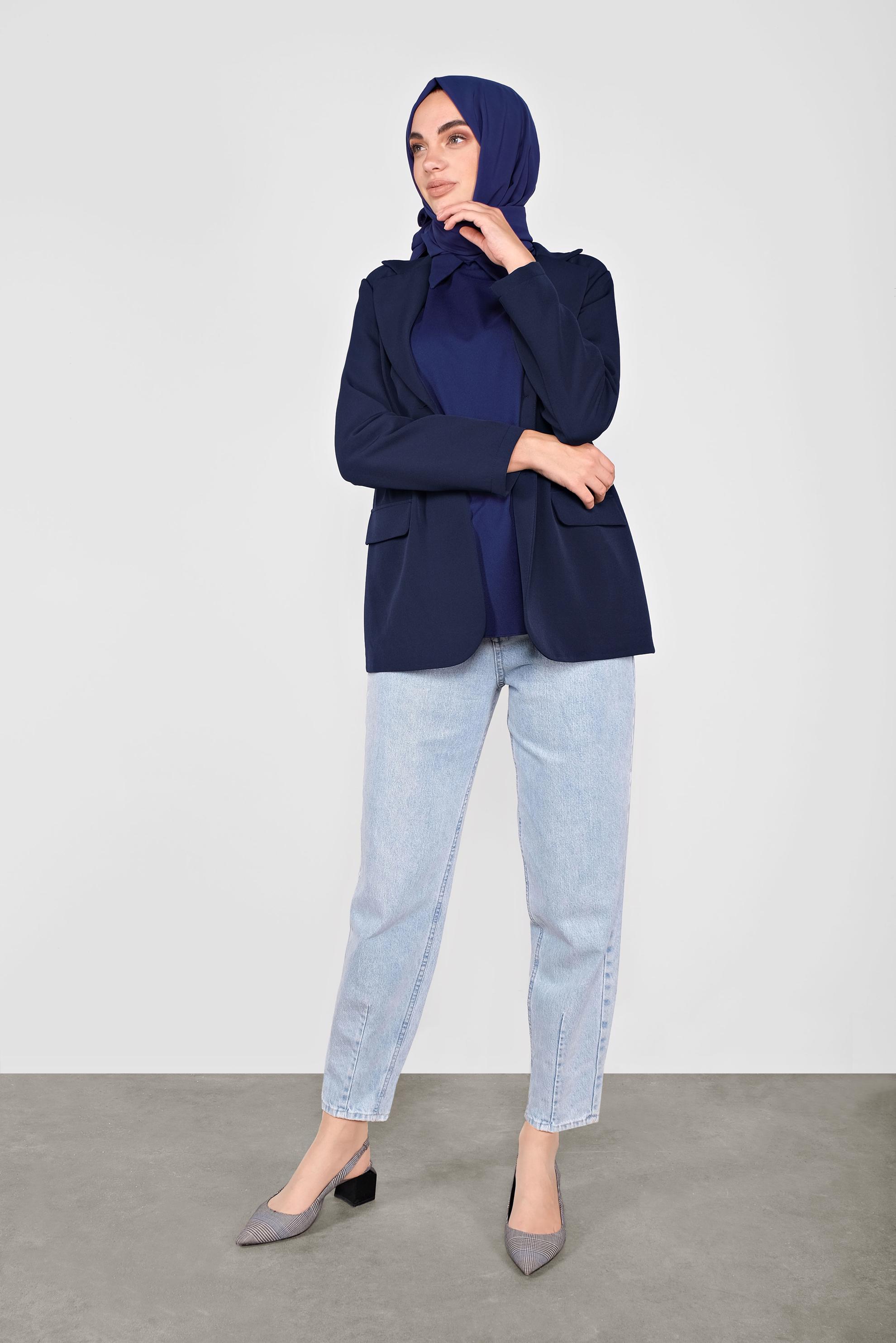Hijab clothing NAVY BLUE ELASTIC-WAIST JACKET 41216