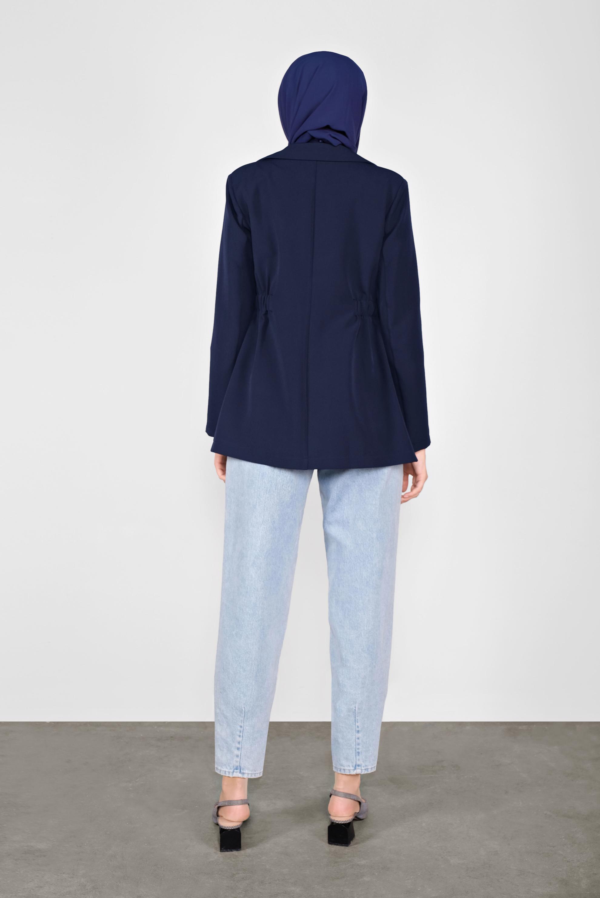 Hijab clothing NAVY BLUE ELASTIC-WAIST JACKET 41216