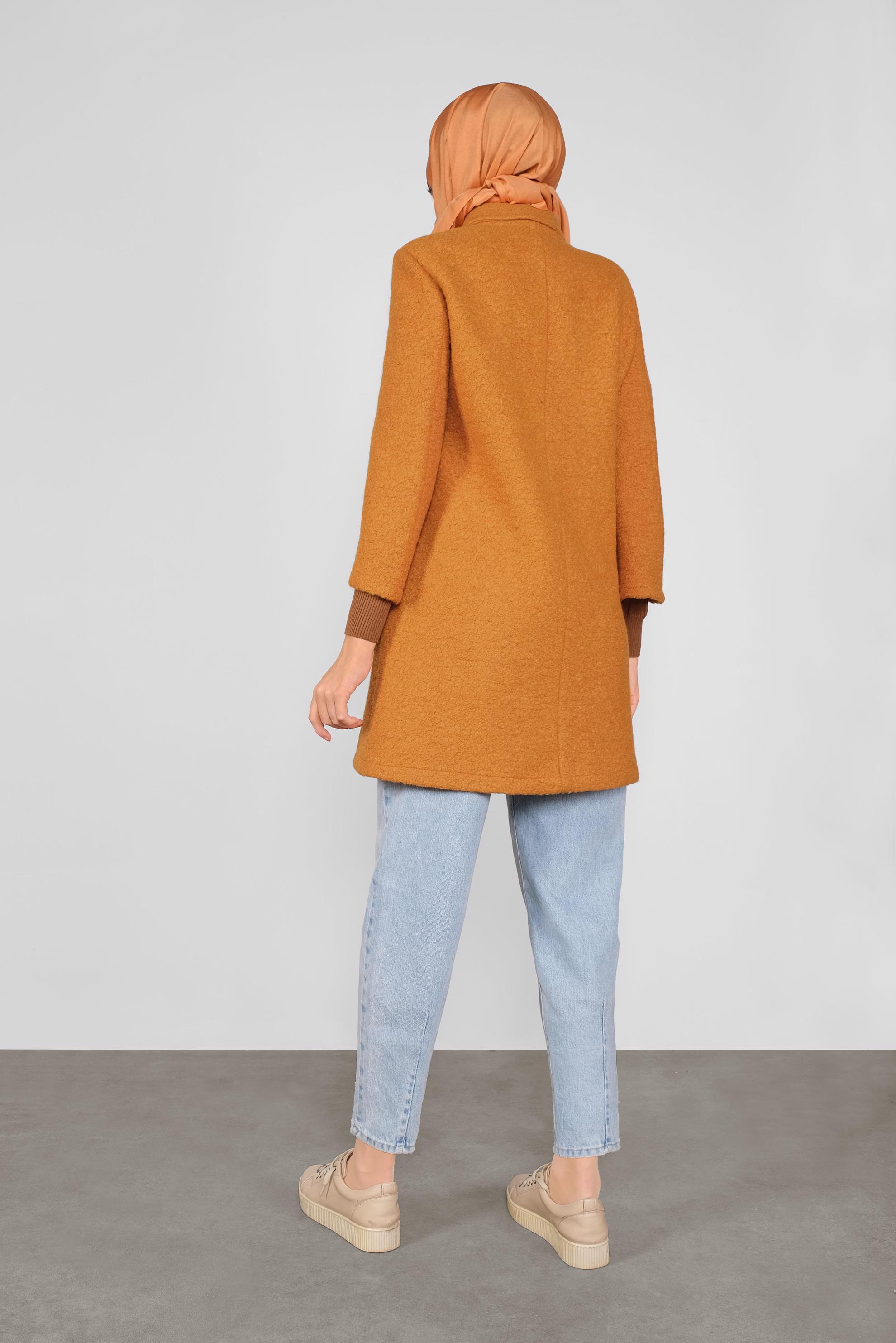 Tesettür giyim SARI DÜĞMELİ YÜN CEKET 41247 