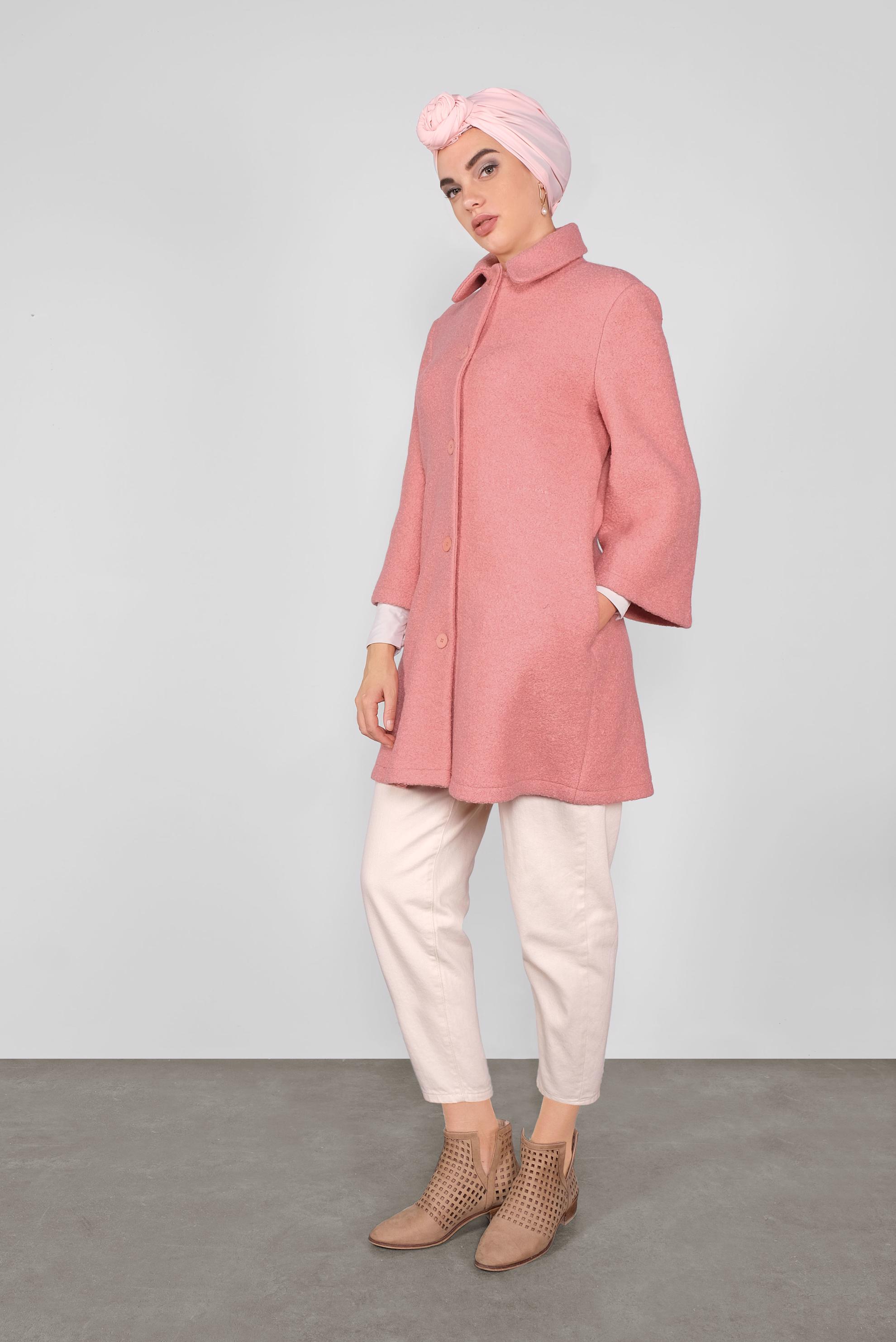 Tesettür giyim PUDRA DÜĞMELİ YÜN CEKET 41247 