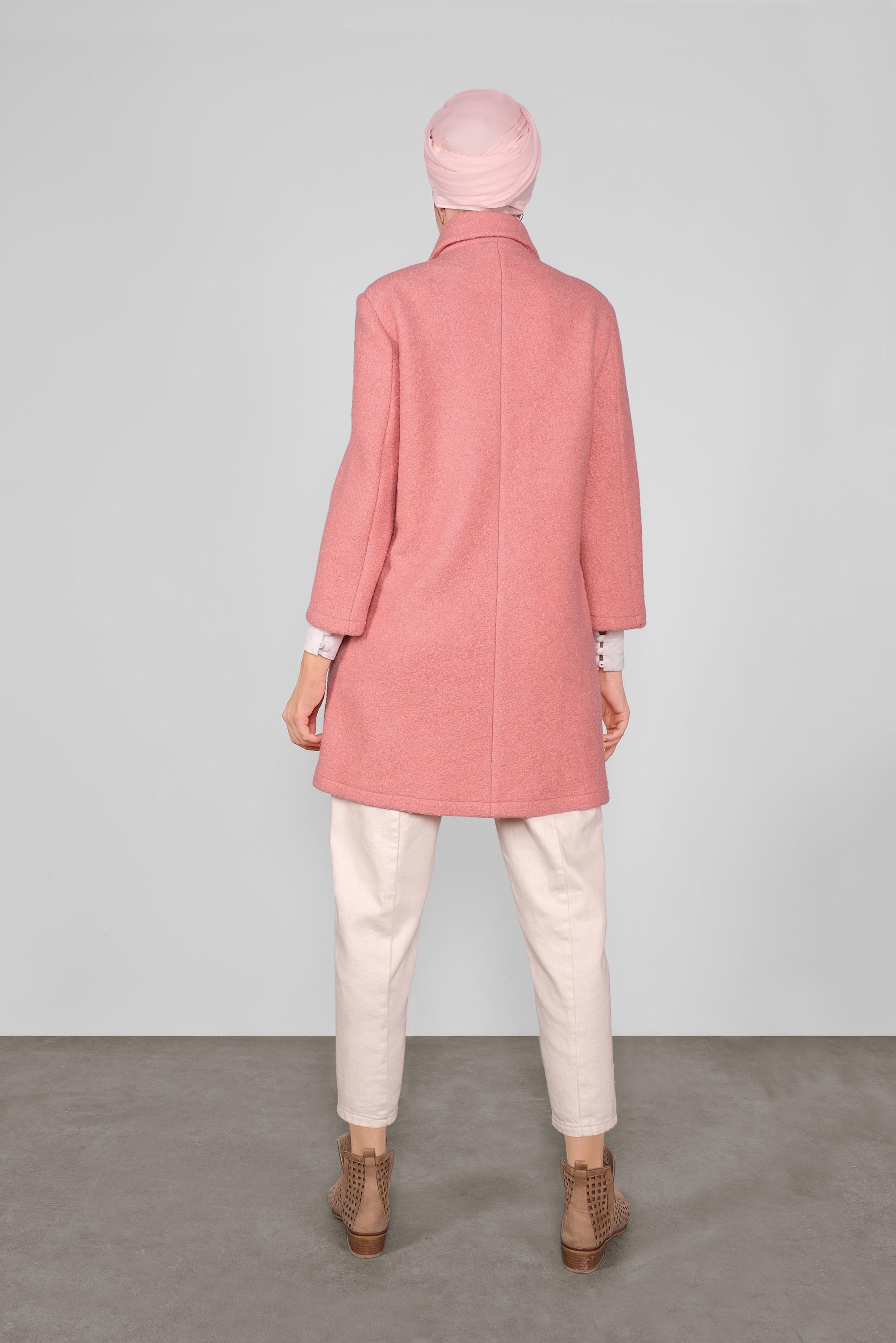 Tesettür giyim PUDRA DÜĞMELİ YÜN CEKET 41247 