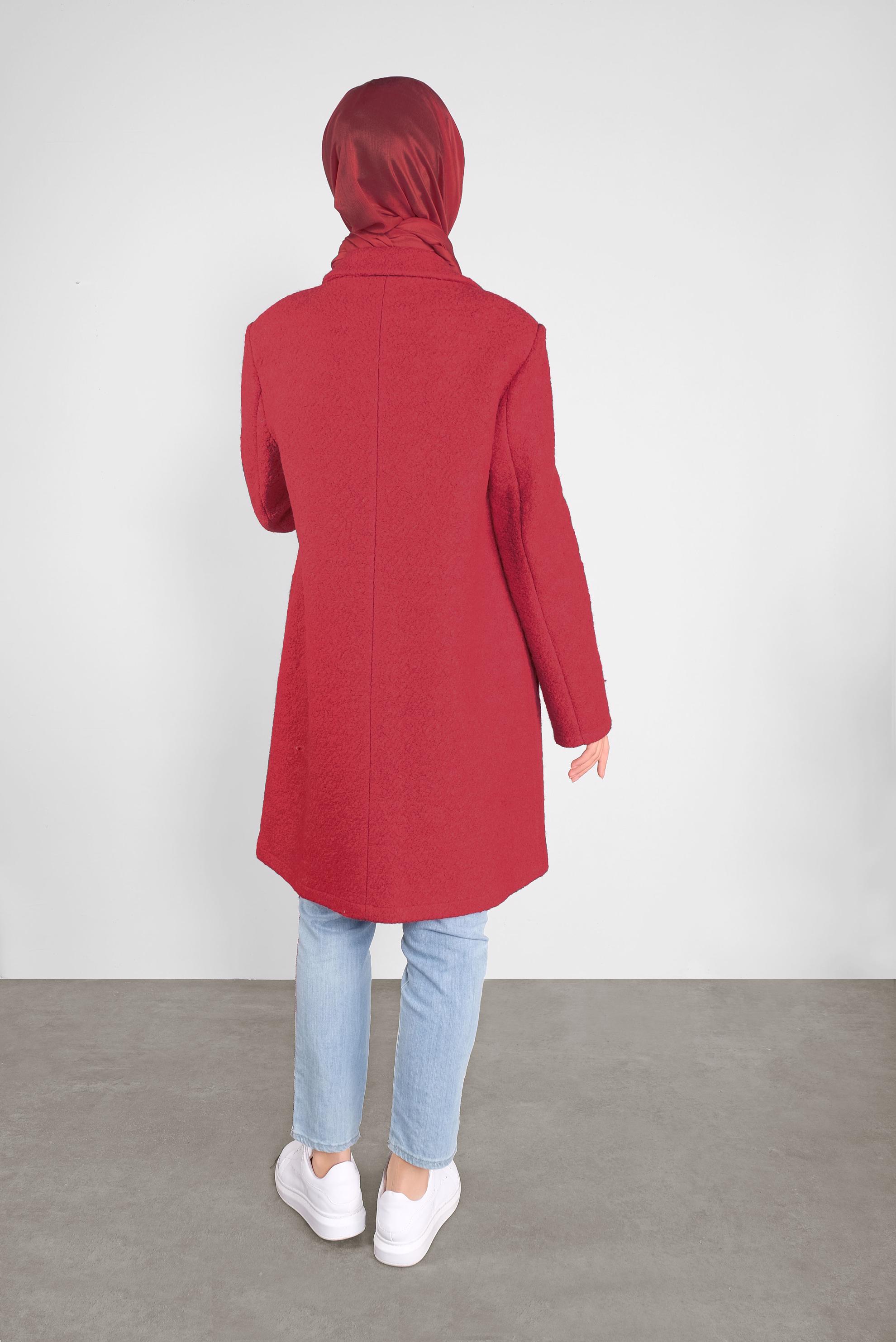 Tesettür giyim KIRMIZI KLASİK YÜN CEKET 41248	