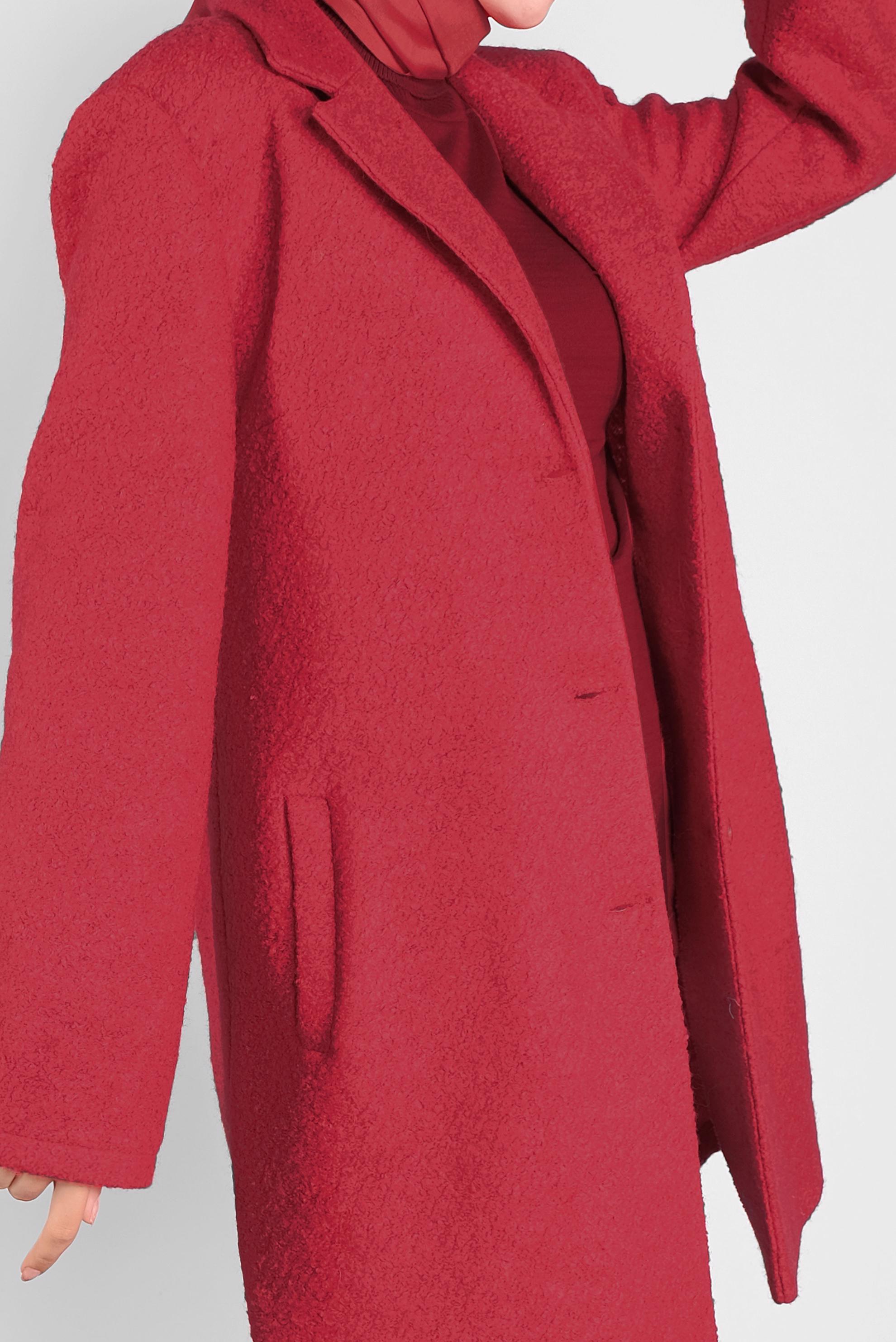 Tesettür giyim KIRMIZI KLASİK YÜN CEKET 41248	