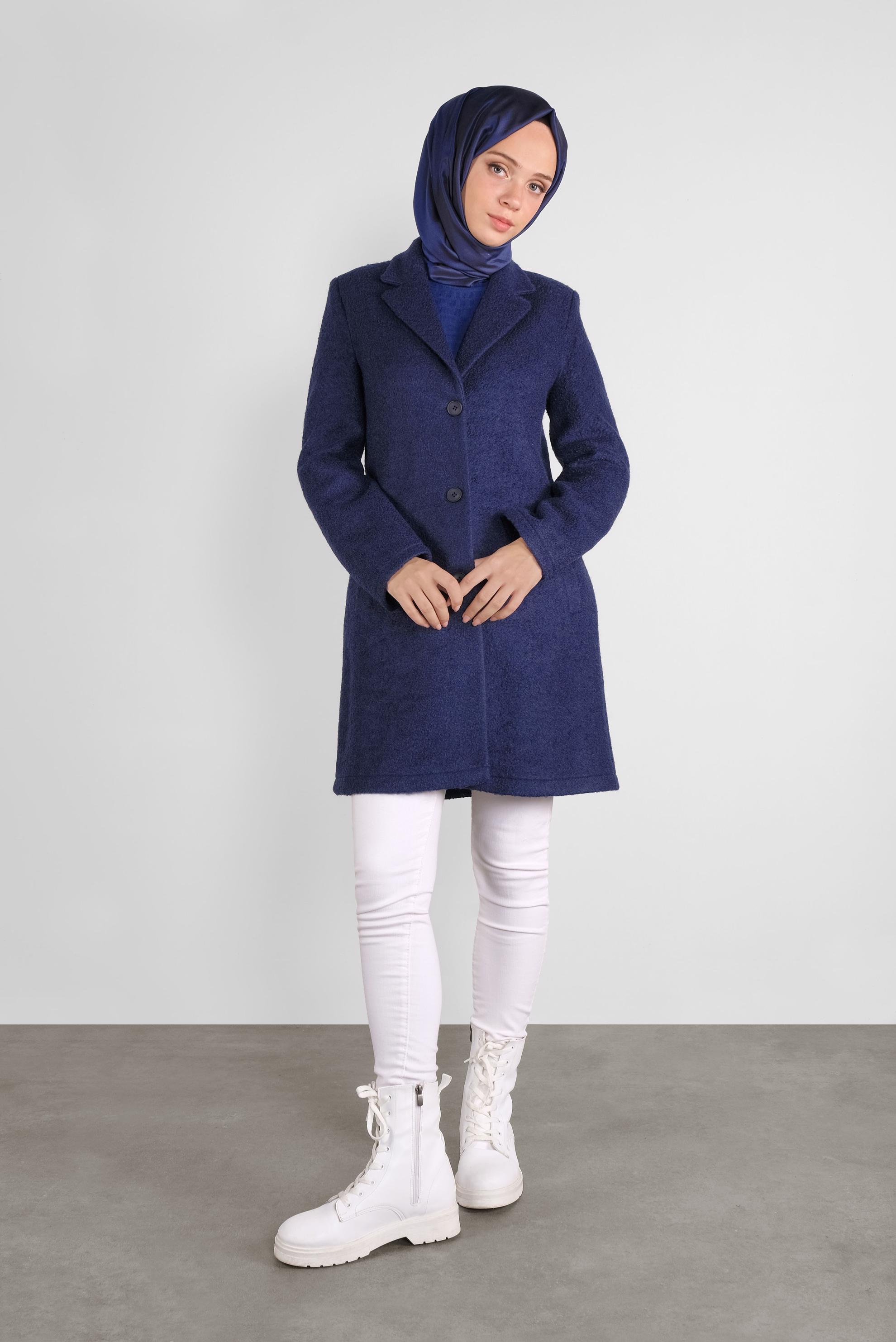 Tesettür giyim LACİVERT KLASİK YÜN CEKET 41248	