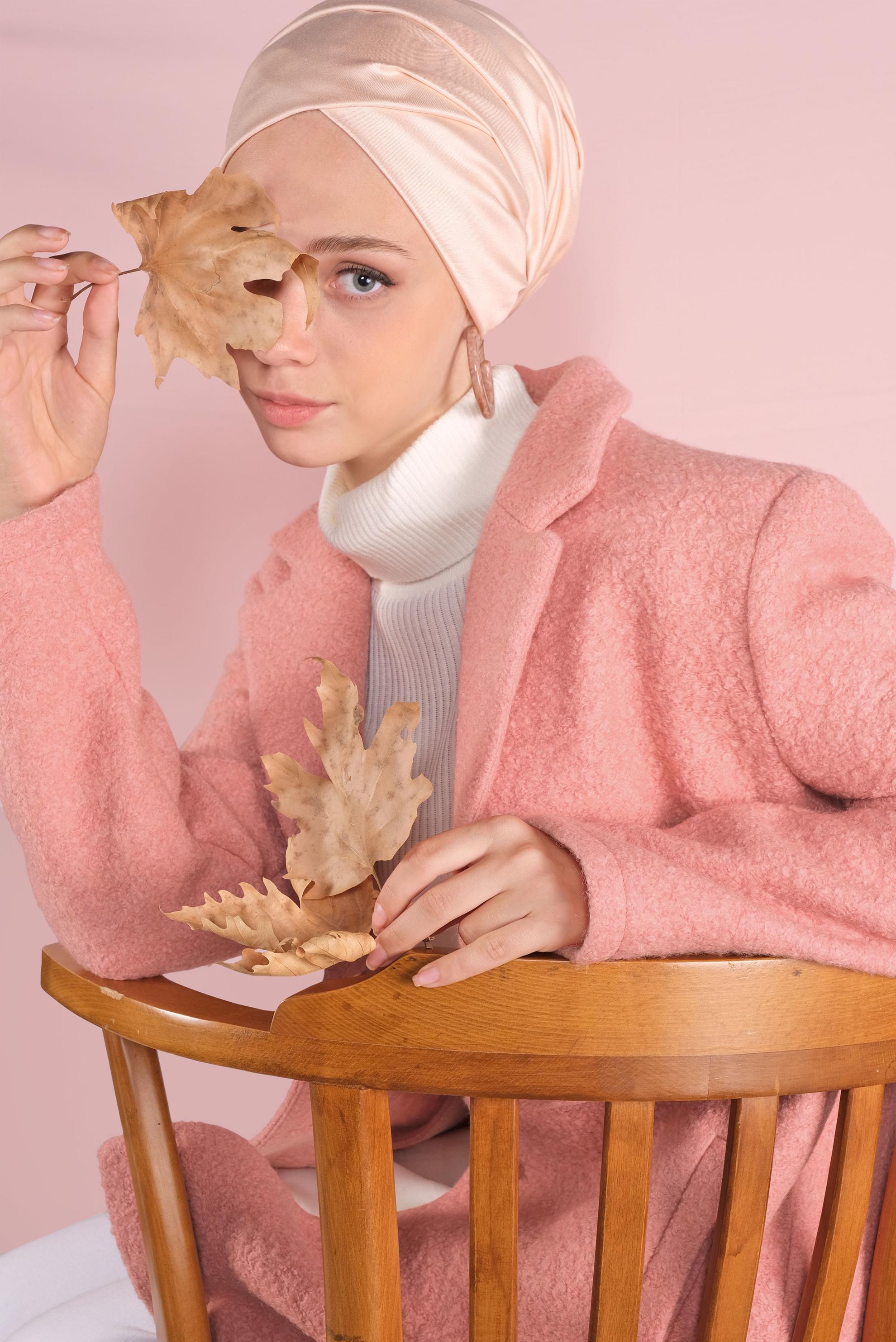 Tesettür giyim PUDRA KLASİK YÜN CEKET 41248	