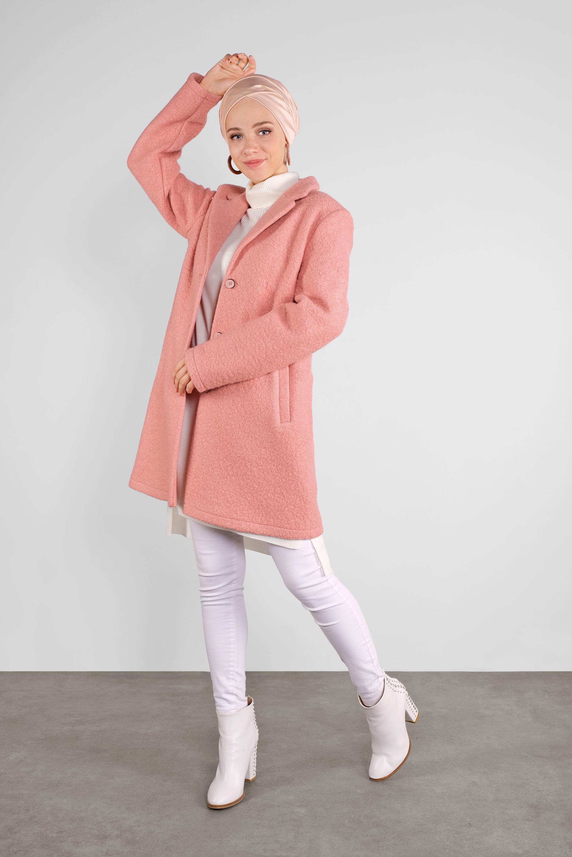 Tesettür giyim PUDRA KLASİK YÜN CEKET 41248	