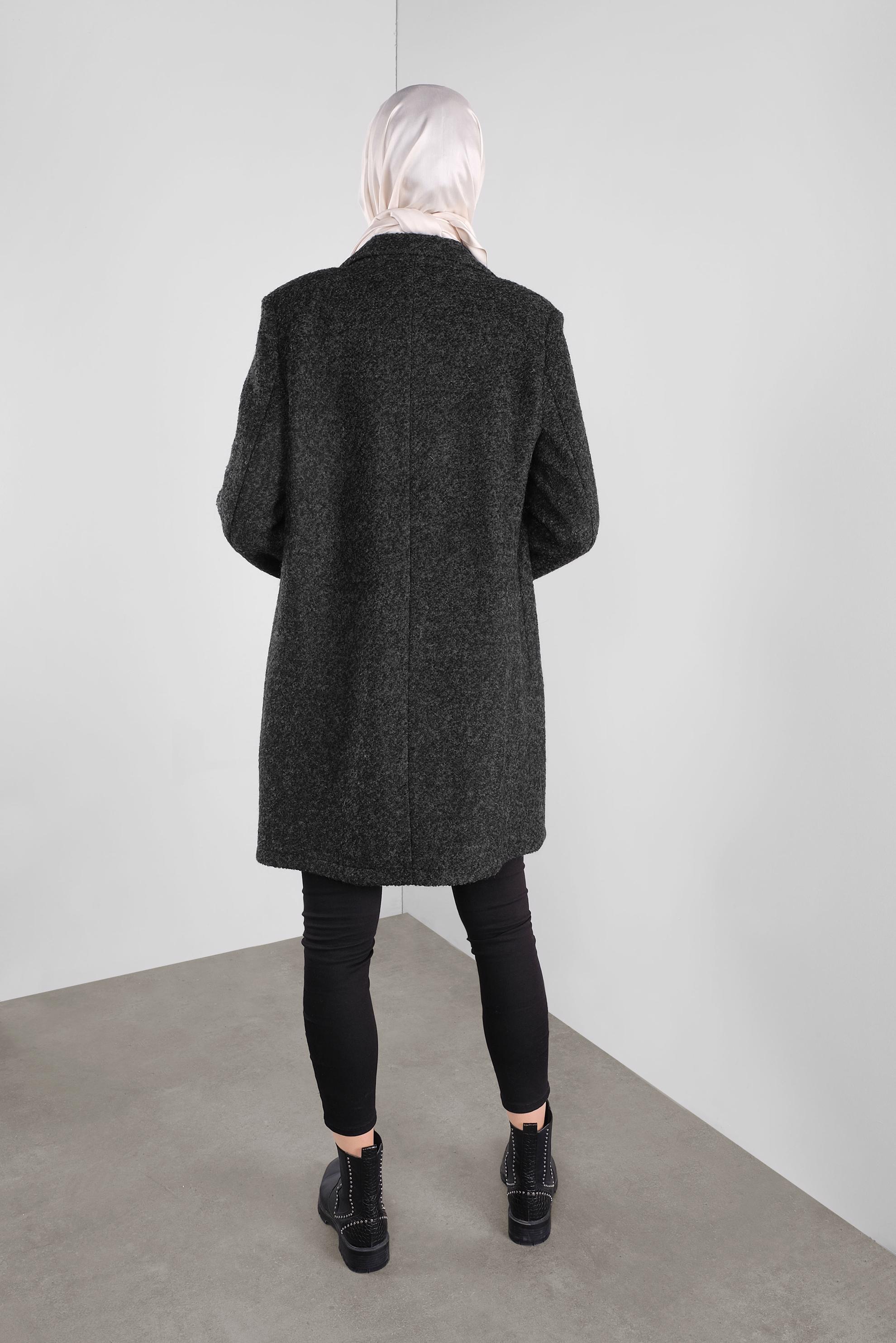 Tesettür giyim GRİ KLASİK YÜN CEKET 41248	