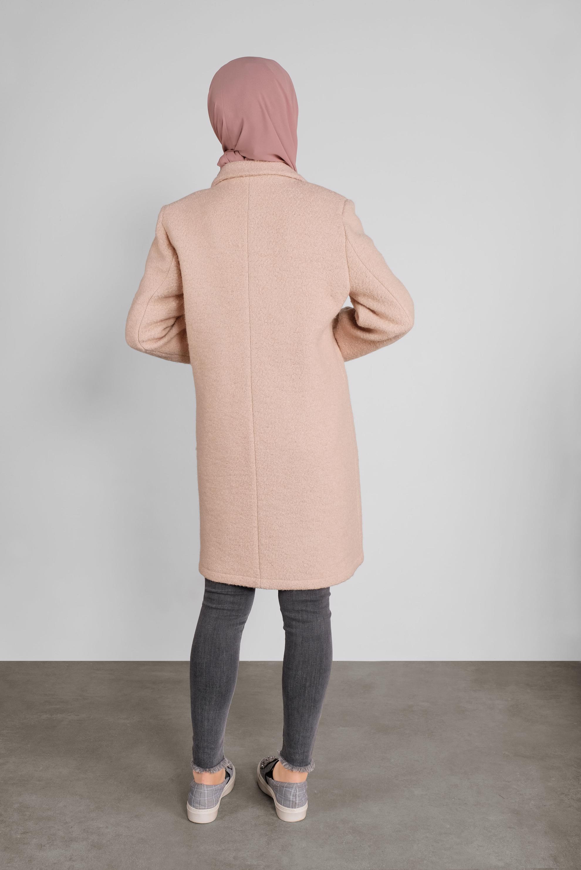 Tesettür giyim BEJ KLASİK YÜN CEKET 41248	