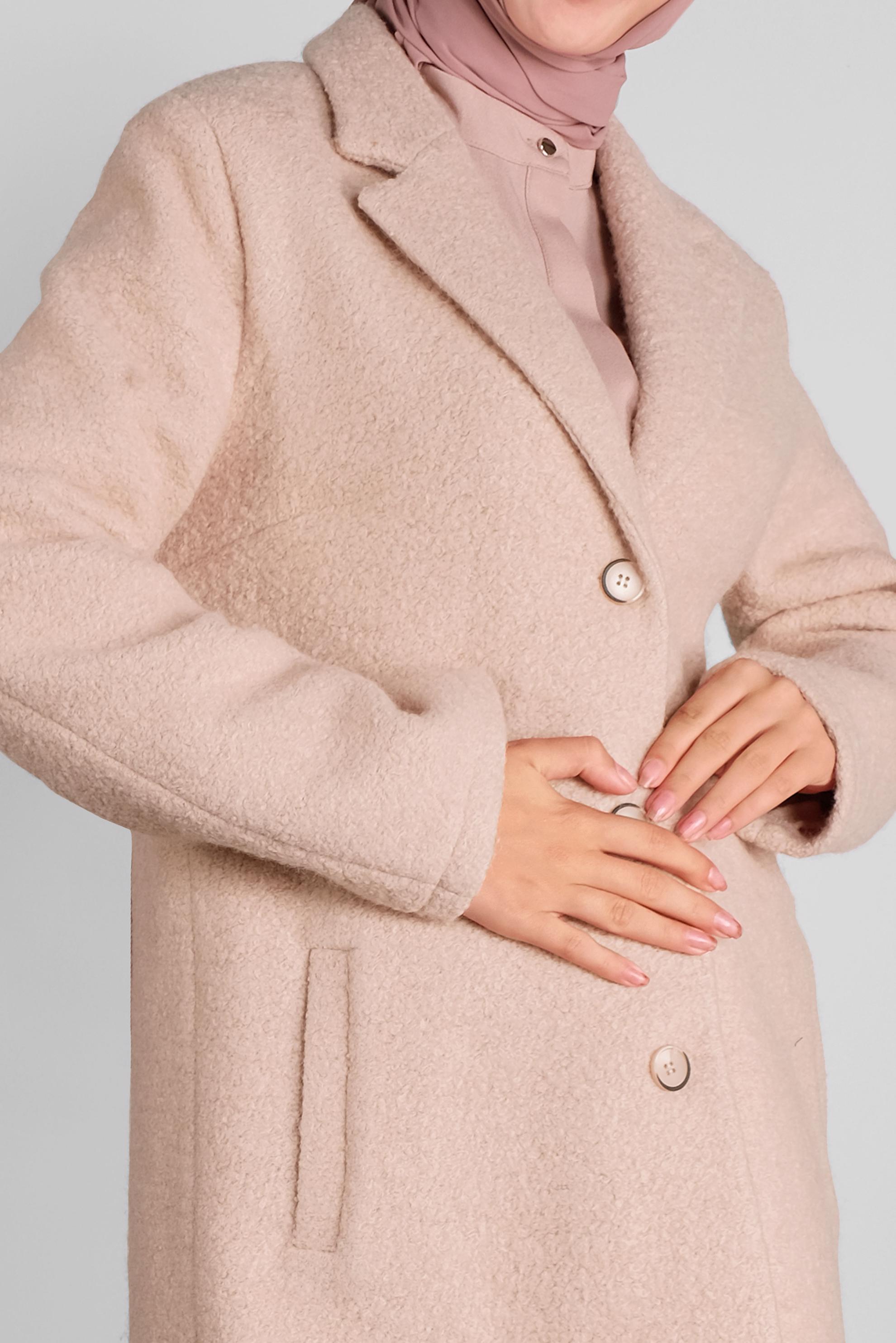 Tesettür giyim BEJ KLASİK YÜN CEKET 41248	