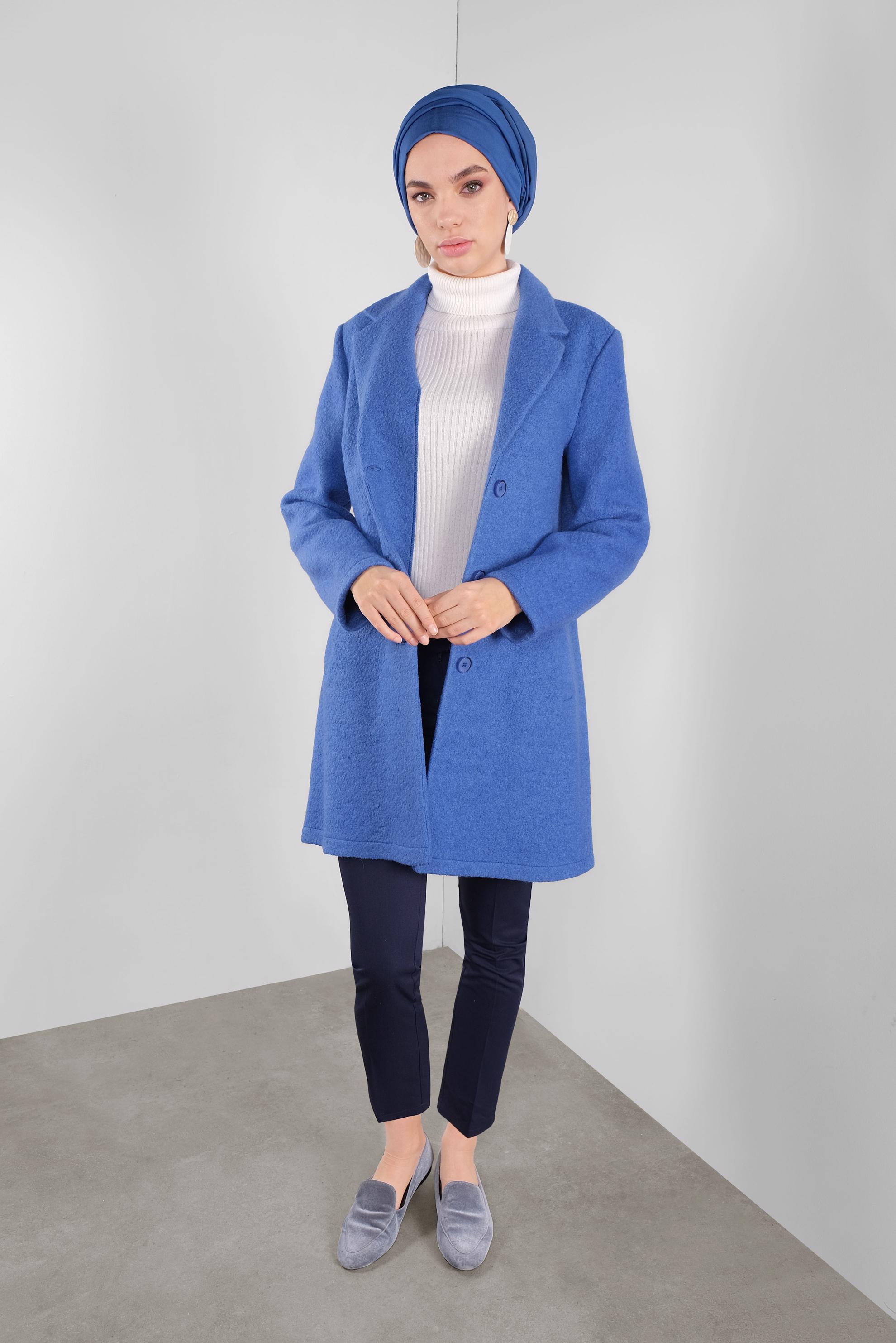 Tesettür giyim LACİVERT KLASİK YÜN CEKET 41248	