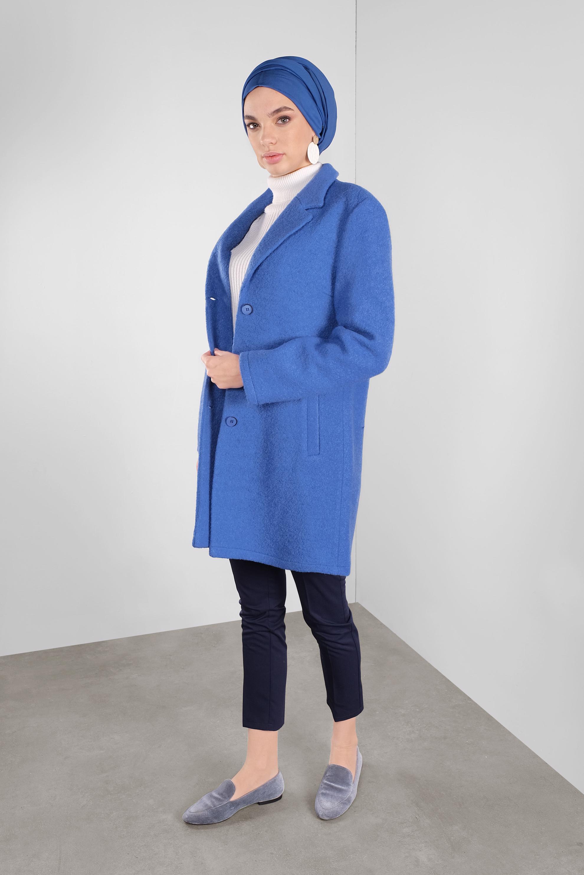 Tesettür giyim LACİVERT KLASİK YÜN CEKET 41248	