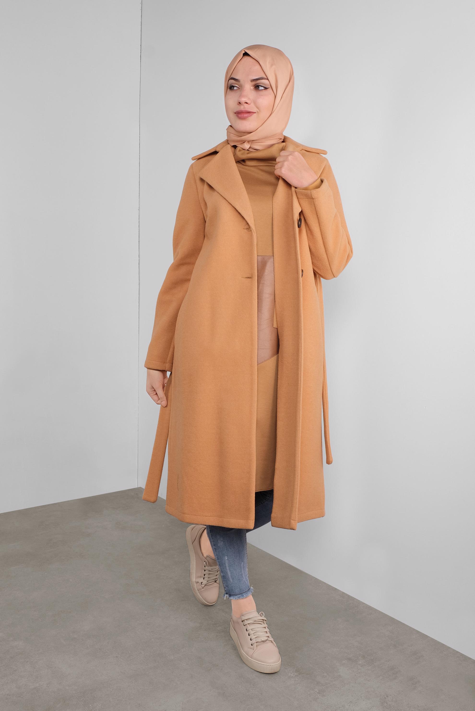 Tesettür giyim KAHVE DÜĞMELİ GİY ÇIK 41250